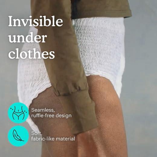 Because Because Overnight Absorbency Pull Ups - Adult Disposable Incontinence Underwear, Extra Absorbent Nighttime Pull Ups for Men and Women, White, Large, 80 Count (4 Packs of 20)