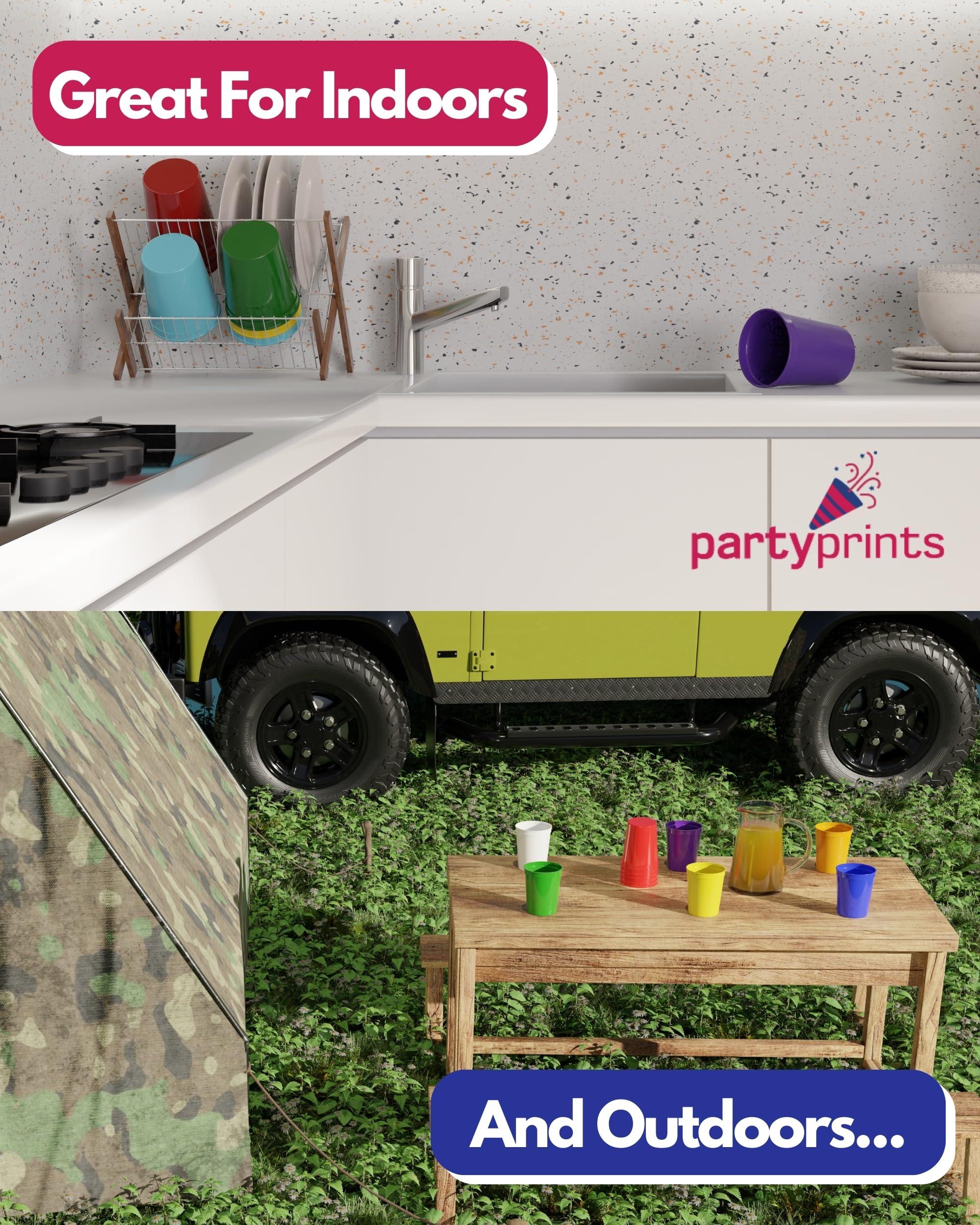 PartyPrints PartyPrints 16oz 100 Pack (Metallic Silver) Reusable Blank Plastic Cups, Colored Plastic Drinking Cups, Food-Grade Party Cups, Stackable Water Cups for Parties, Weddings, Events or DIY Projects