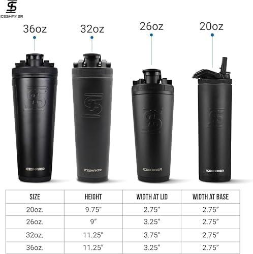 Ice Shaker Ice Shaker Insulated Stainless Steel Shaker Bottle | 26oz, Navy | Cold for 30+ Hours | Insulated Cup with Twist-on Agitator | Odor-Free Bottle for Protein Shakes, Water, Smoothies, Cocktails