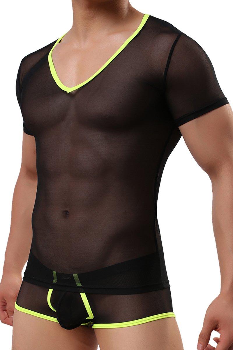 jjsox T-Shirt Jjsox Underwear Adult Health Care Sexy Mesh Jj1 (M, Black)