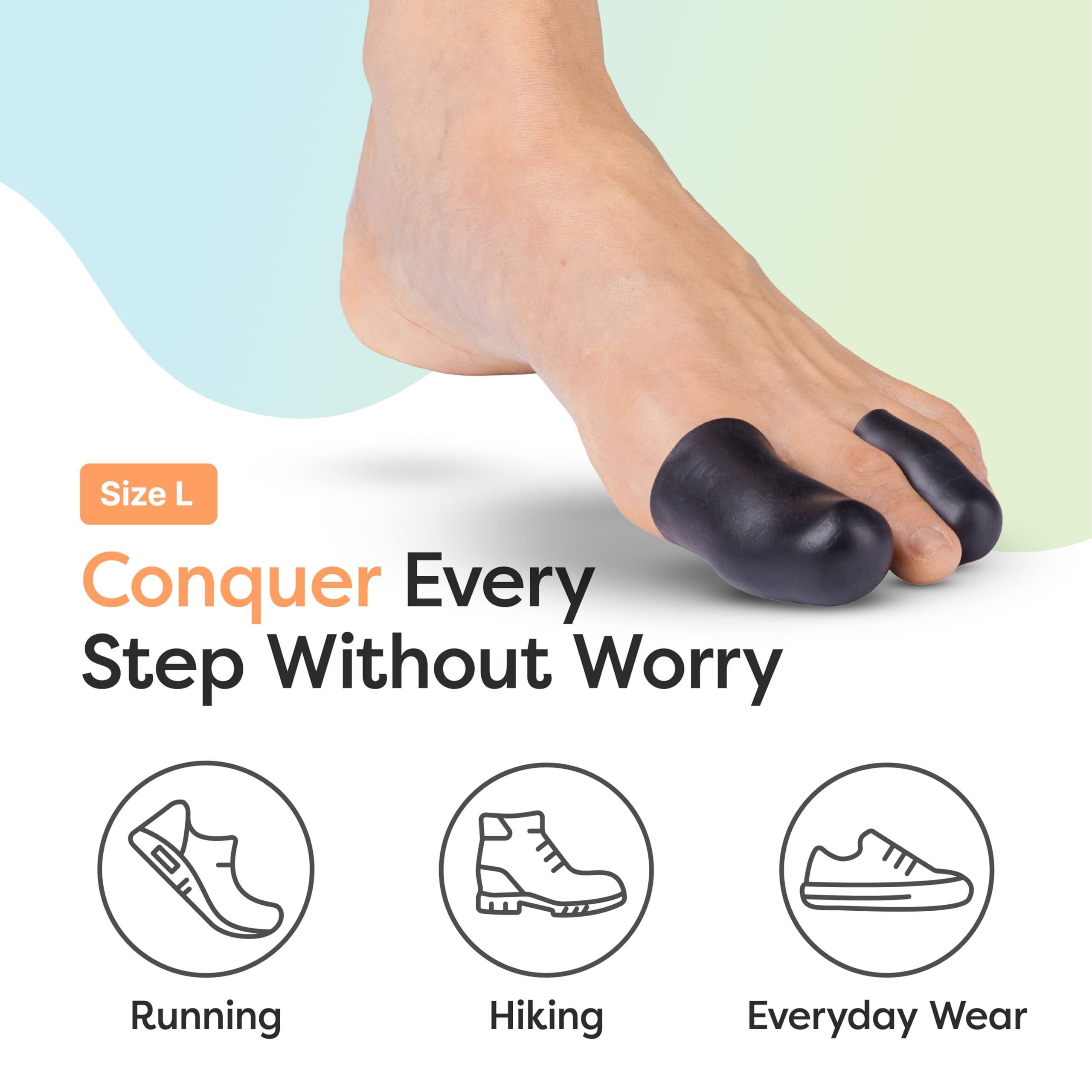 ZenToes ZenToes 6 Pack Gel Toe Cap and Protector - Cushions and Protects to Provide Relief from Missing or Ingrown Toenails, Corns, Blisters, Hammer Toes (Large, Black)