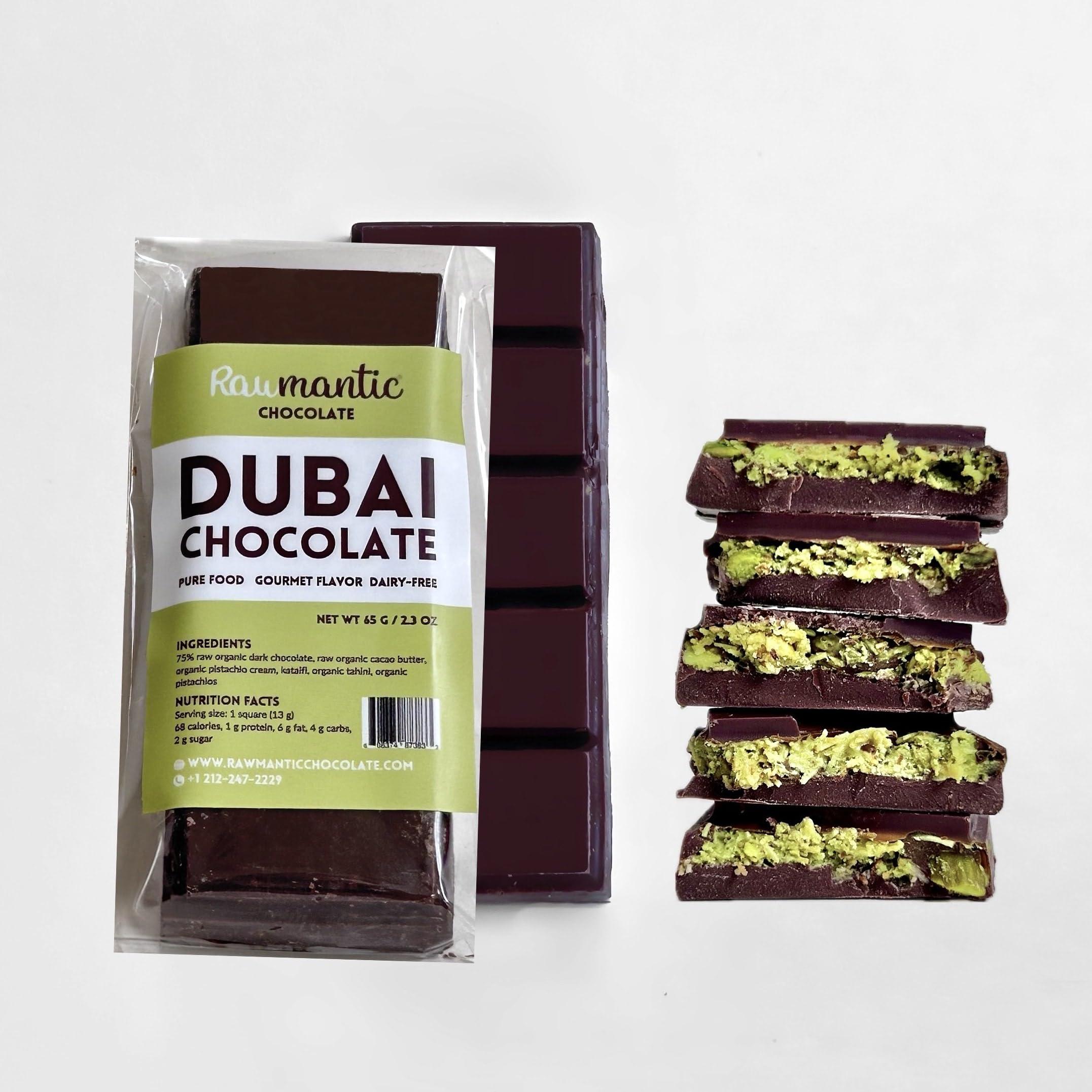 Rawmantic Chocolate DUBAI chocolate Knafeh Kanufeh Pistachio bar. 2.37oz/65g Vegan, Plant based