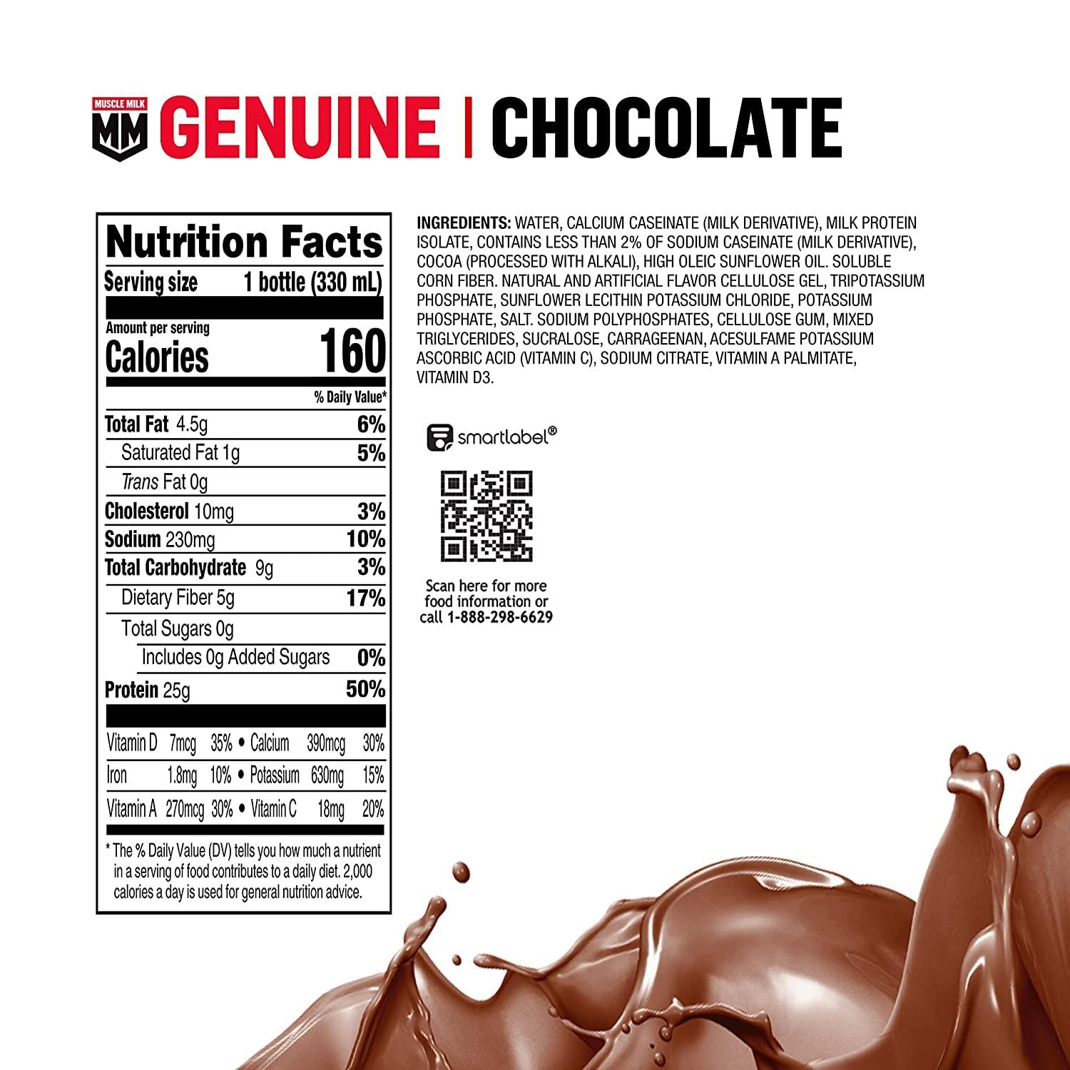 Muscle Milk Muscle Milk Genuine Protein Shake, Chocolate, 25g Protein, 11.16 Fl Oz (Pack of 12) & Zero Protein Shake, Chocolate,20g Protein, Zero Sugar, 100 Calories, Calcium, Vitamins A, C & D