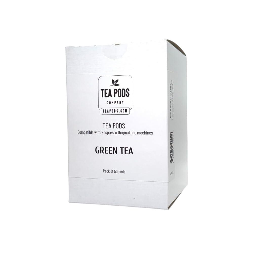TEA BOQUETE Bulk green tea pods compatible with Nespresso OriginalLine, single-serve tea capsules suitable for coffee brewing machines - Pack of 50 pods
