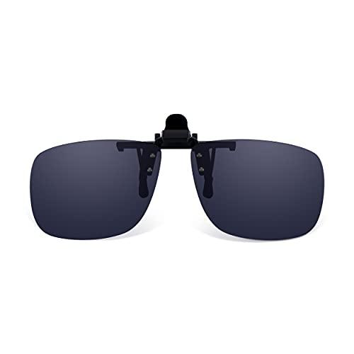 Clip On Sunglasses over Prescription Non Prescription Glasses with Easy Attachment Polarized UV Protection Flip Up Rimless Lightweight Lenses. Read Optics