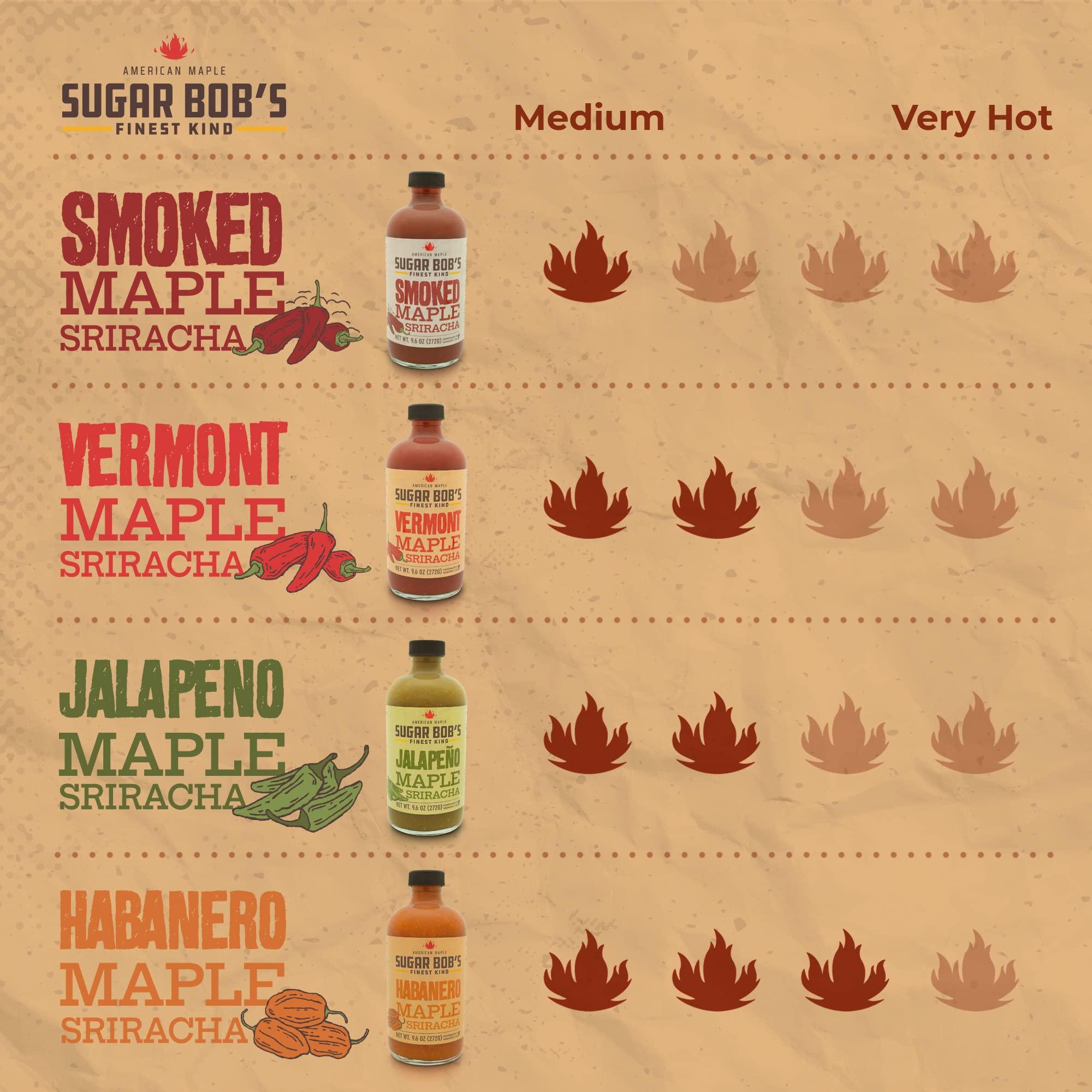 Sugar Bob's Finest Kind Sugar Bob\'s Finest Kind, Habanero Maple Sriracha Hot Sauce, Very Hot Sauce with Garlic, Bell and Habanero Peppers, Net Weight 9.6 oz