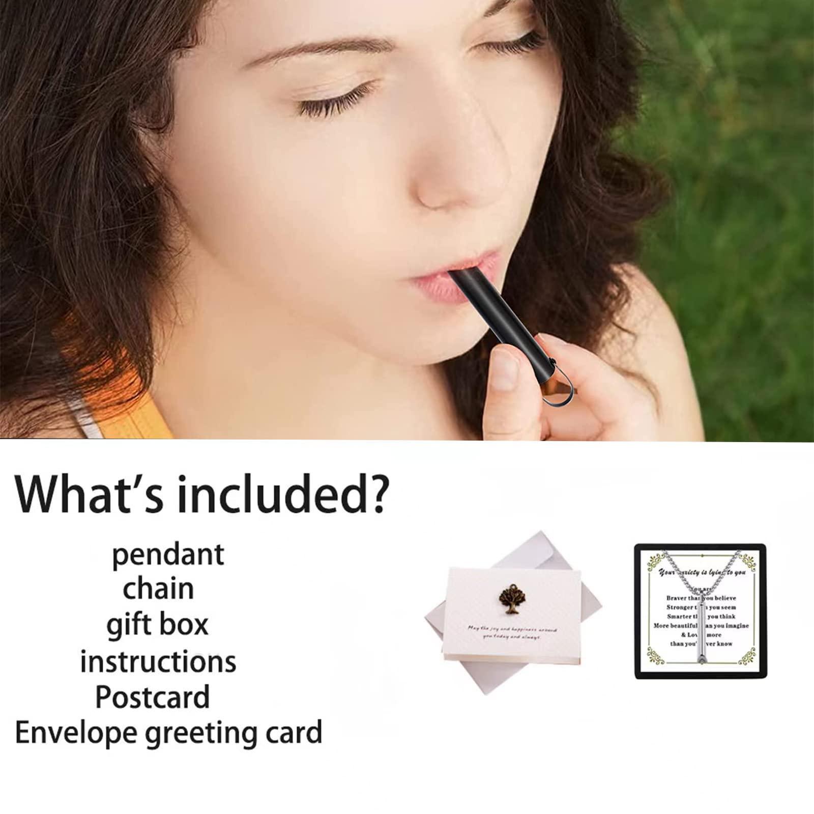 VICUSSE VICUSSE Stainless steel Mindful Breathing Necklace, Anxiety Relief Items,Anxiety Necklace,Necklace for Anxiety, Stress, Panic Attack Relief Meditation Tools (E)