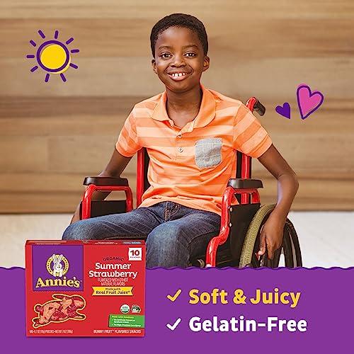 Annies Annie\'s Organic Bunny Fruit Flavored Snacks, Summer Strawberry, Gluten Free, 10 Pouches, 7 oz.
