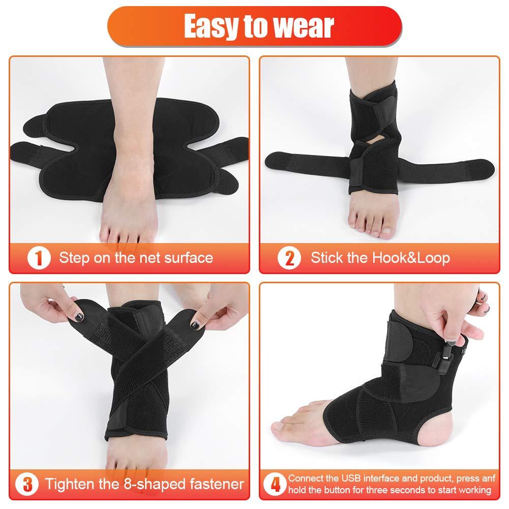 Mavis Laven MAVIS LAVEN Heating Ankle Brace, Heat Foot Drop Orthotic Brace with Adjustable 3 Level Controller for Injury Joint Recovery, Ankle Sprain Swelling, Arthritis, Strain, Fit