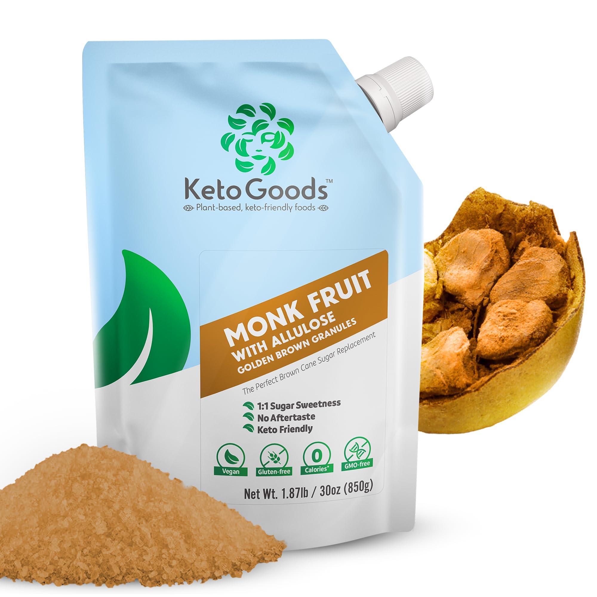 Keto Goods Monk fruit with allulose - baker\'s brown granules - perfect golden brown sugar replacement with 1:1 sugar sweetness - 1.87lbs (30oz/850g)