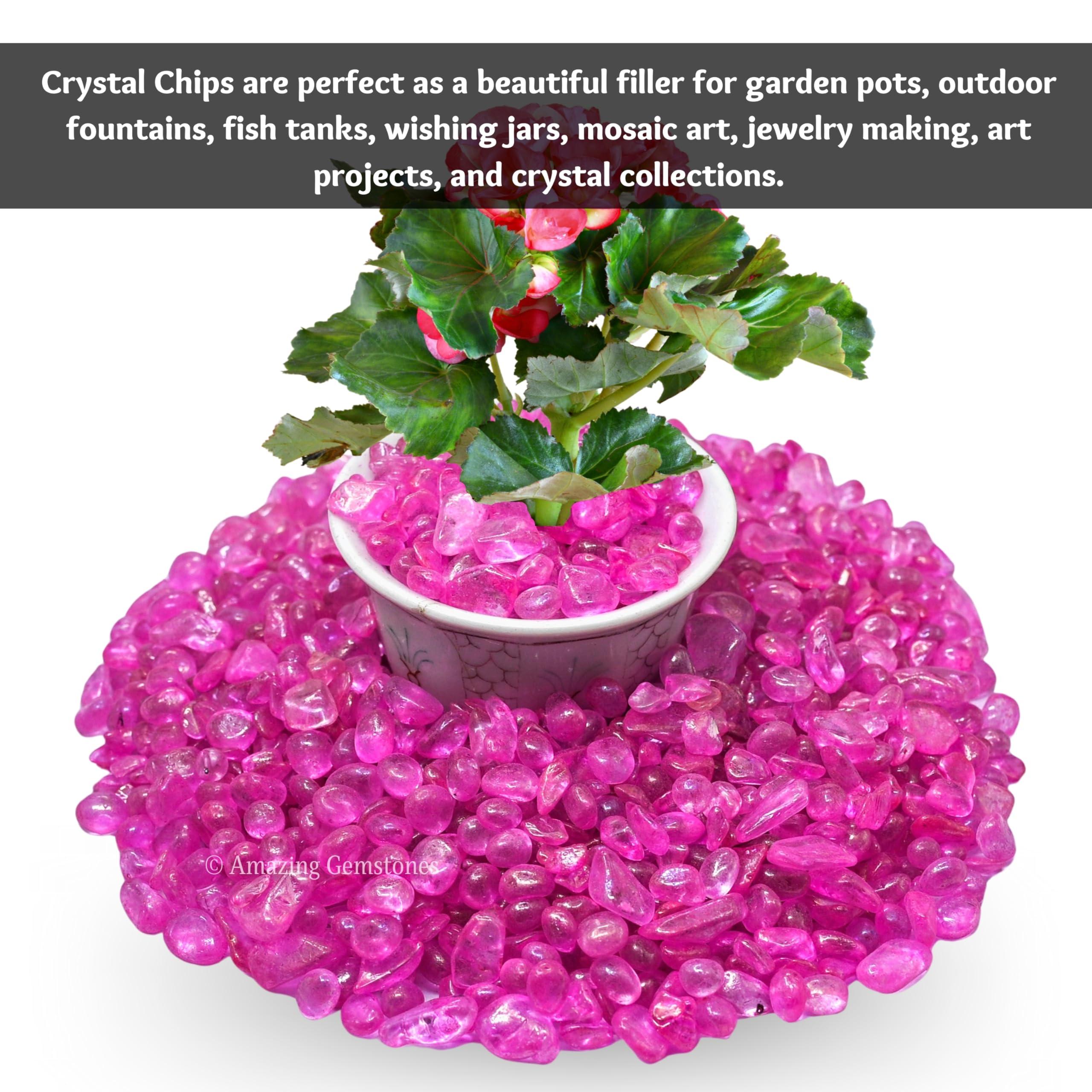Amazing Gemstone Rose Aura Quartz Crystal Chips Aquarium Gravel Rocks - Aura Quartz Chips Bulk Fish Tank Gravel, Small Tumbled Stone Chips and Tiny Crystals for Decoration (Natural AAA Grade Gemstones)