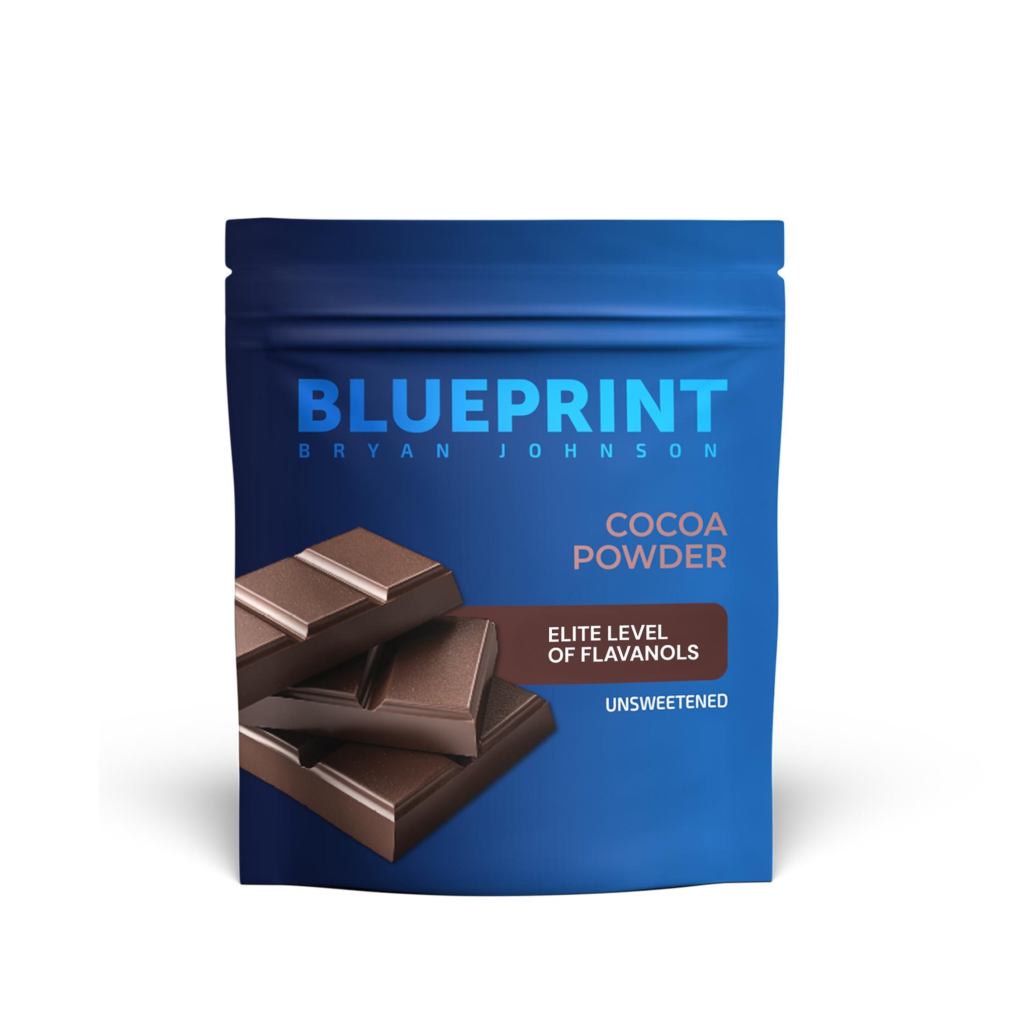 Blueprint Bryan Johnson Blueprint Bryan Johnson Non Dairy Cocoa Powder - 7.5% Flavanols, 100% Pure Cocoa, Low Fat Unsweetened Cocoa, Undutched, Keto Friendly, Great for Baking & Cooking, Tested for Heavy Metals (12 Ounces)