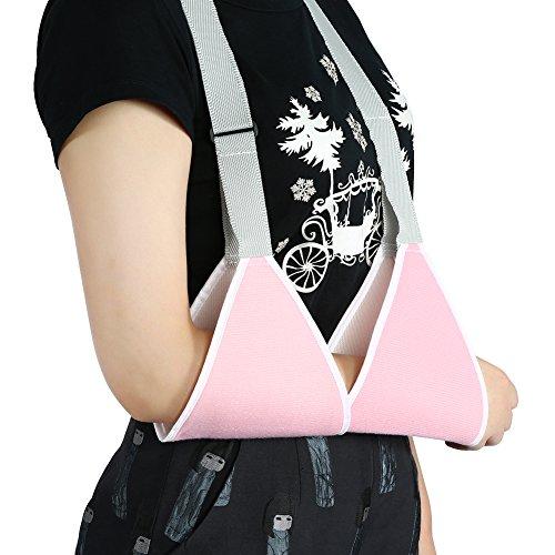 Zerone Adjustable Arm Sling Shoulder Support Sprain Fracture Brace Strap for Children Adult 2 Colors (Pink)