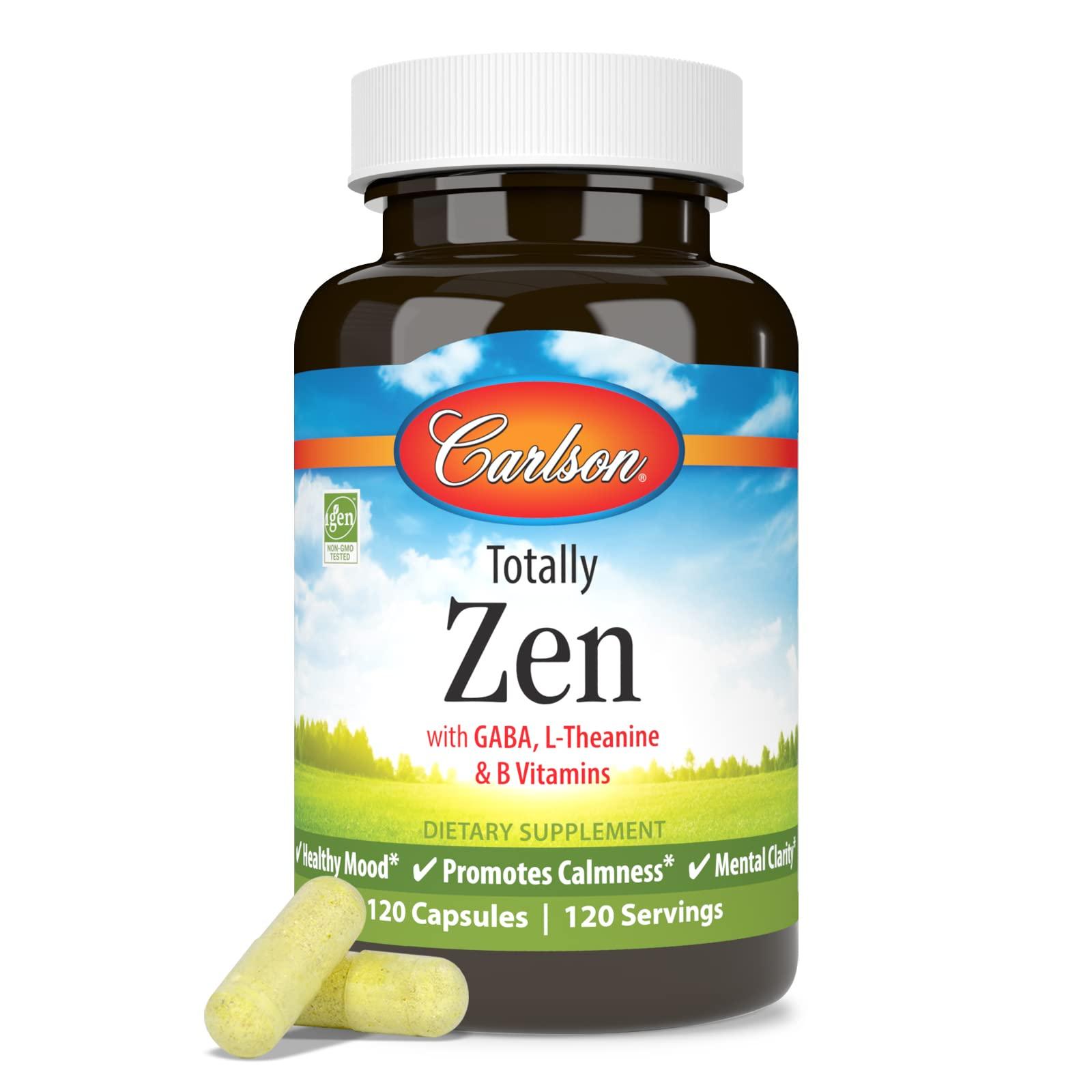 Carlson Carlson - Totally Zen, GABA, L-Theanine & B Vitamins, Healthy Mood, Promotes Calmness & Mental Clarity, 120 Capsules