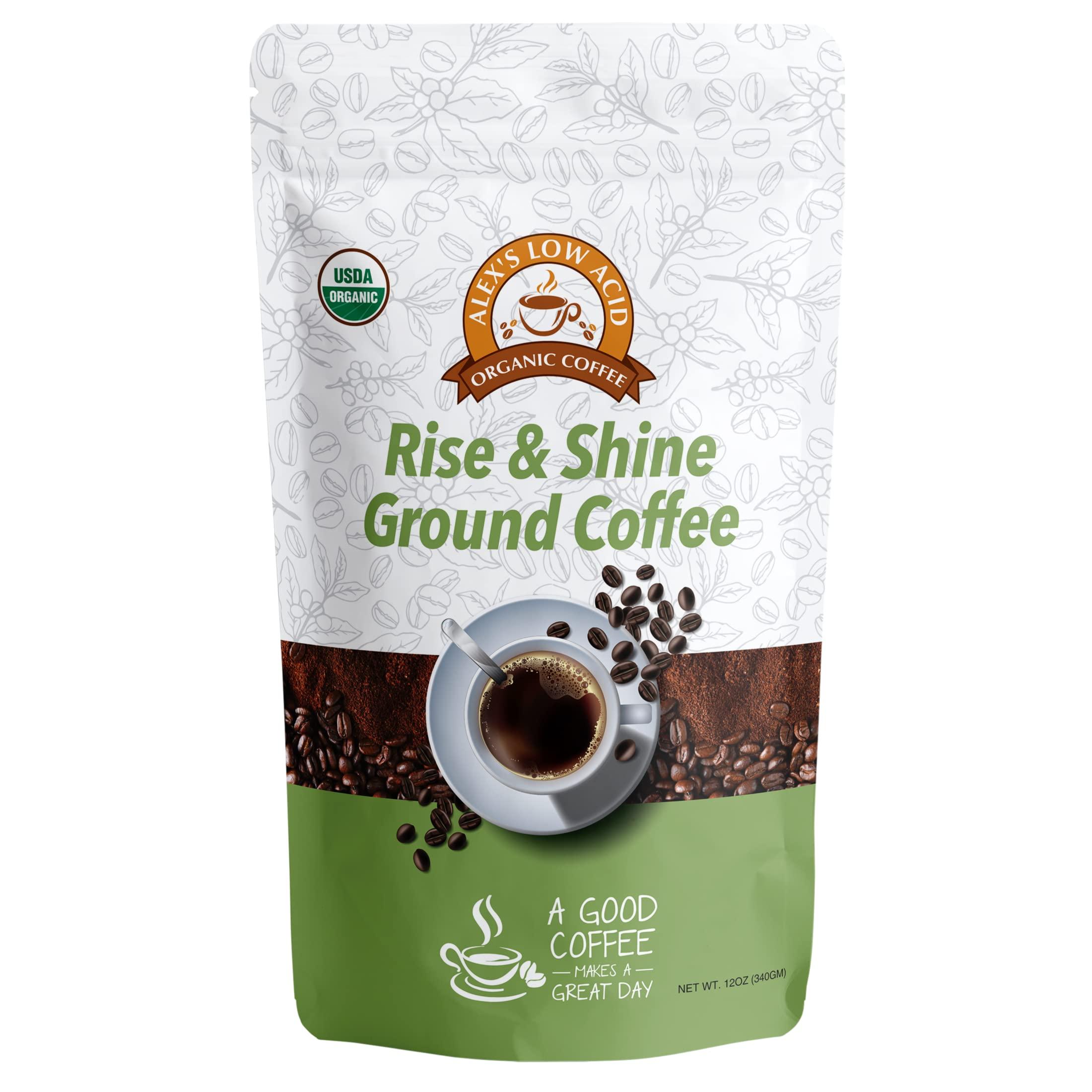 ALEX\'S LOW ACID ORGANIC COFFEE Alex\'s Low Acid Organic Coffee 12oz Bag - Rise and Shine Variety Pack