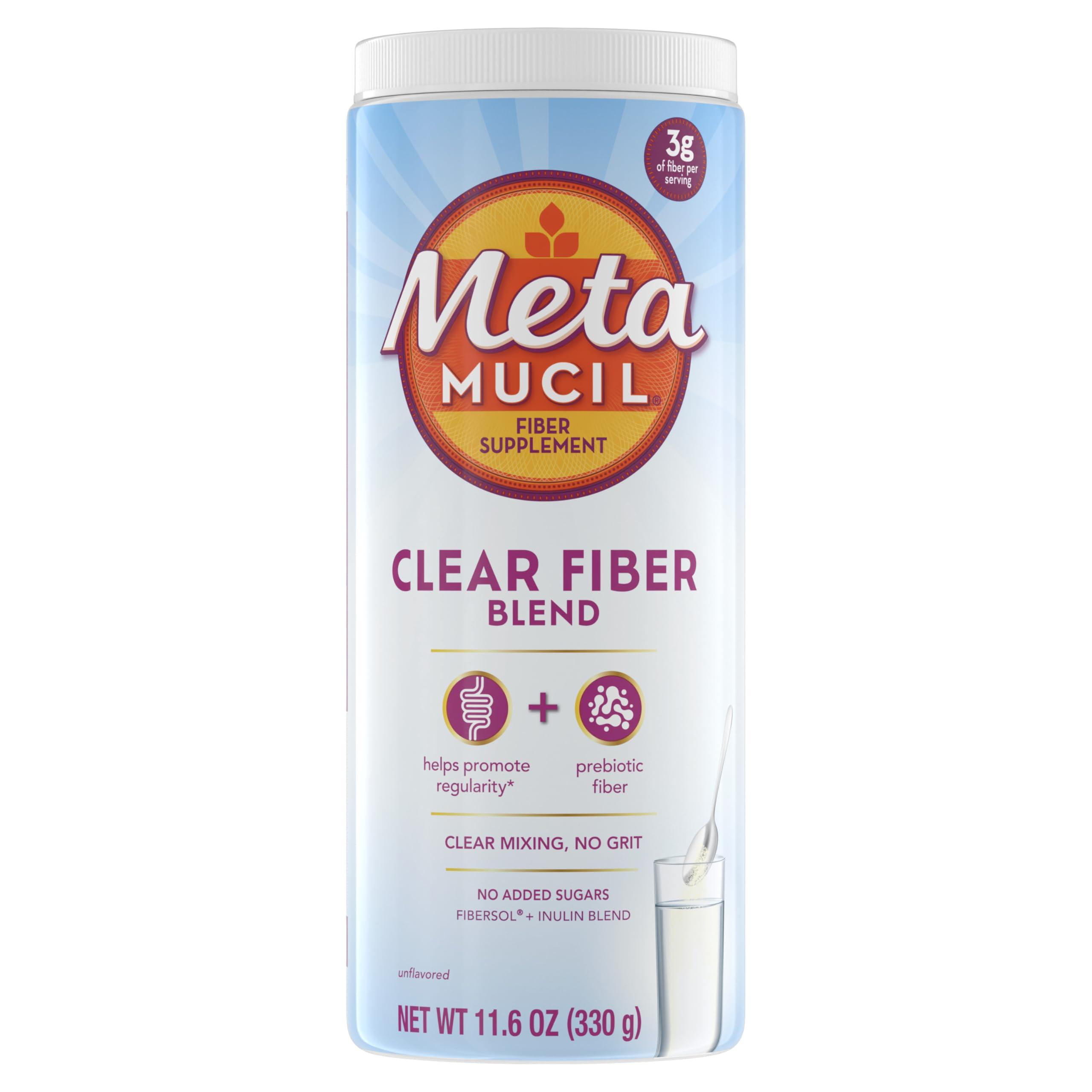 Metamucil Metamucil Fiber Supplement, Unflavored Clear Mixing Powder, No Grit, No Sugar Added, Plant Based Prebiotic Fiber Blend for Daily Digestive Health, 75 teaspoons