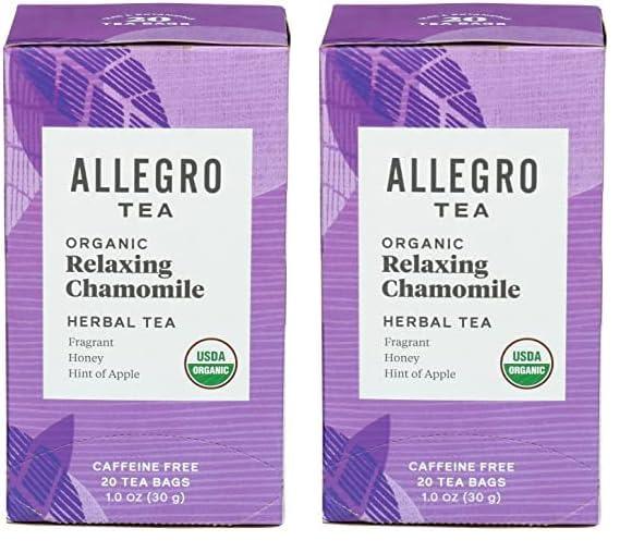 Allegro Coffee Allegro Tea, Organic Relaxing Chamomile Tea Bags, 20 ct (Pack of 2)