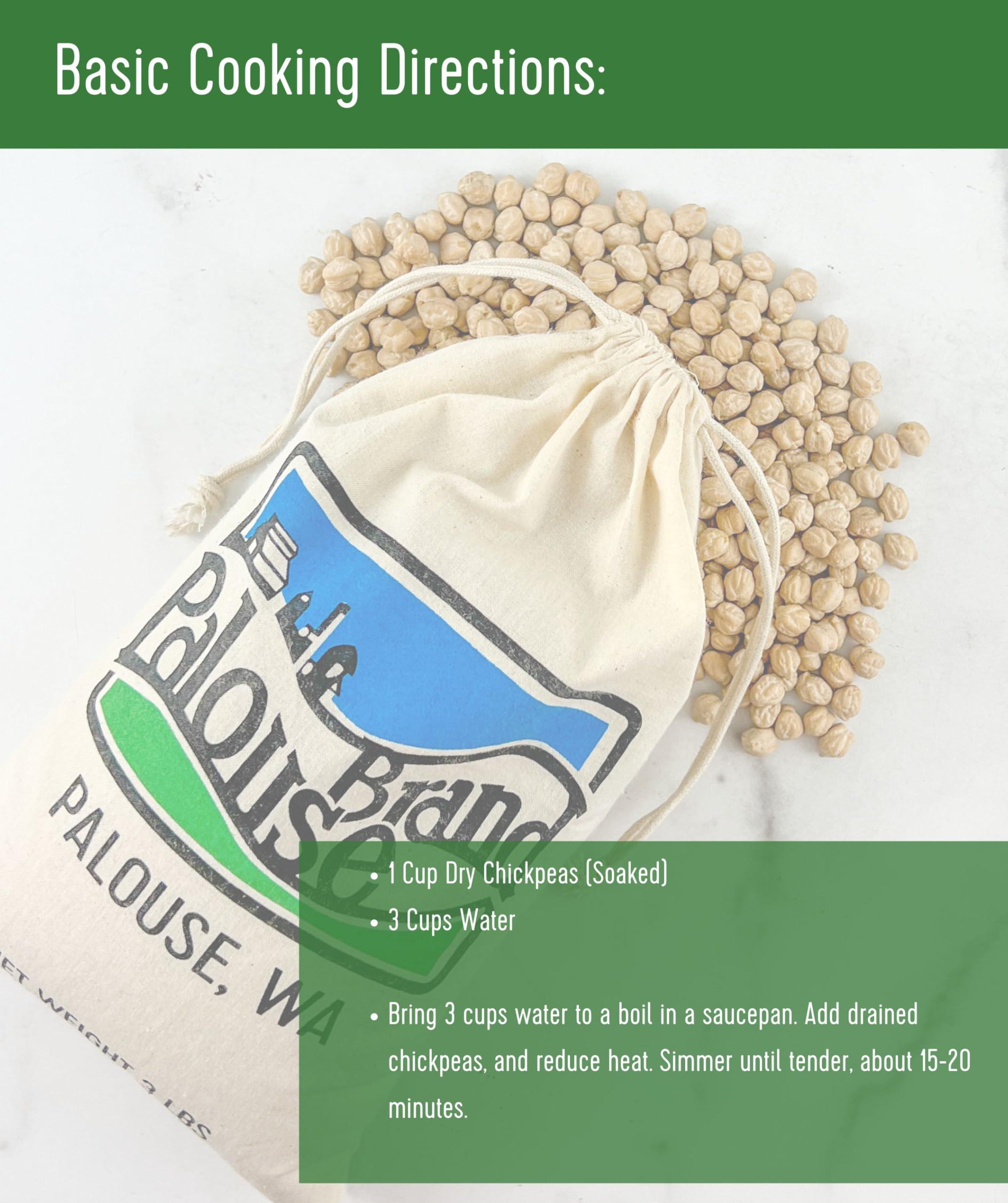 Palouse Brand Certified Glyphosate Residue Free Chickpeas | Garbanzo Beans | 5 LBS | Family Farmed in Washington State | Non-GMO Project Verified | Kosher Parve | USA Grown | Field Traced | Burlap Bag