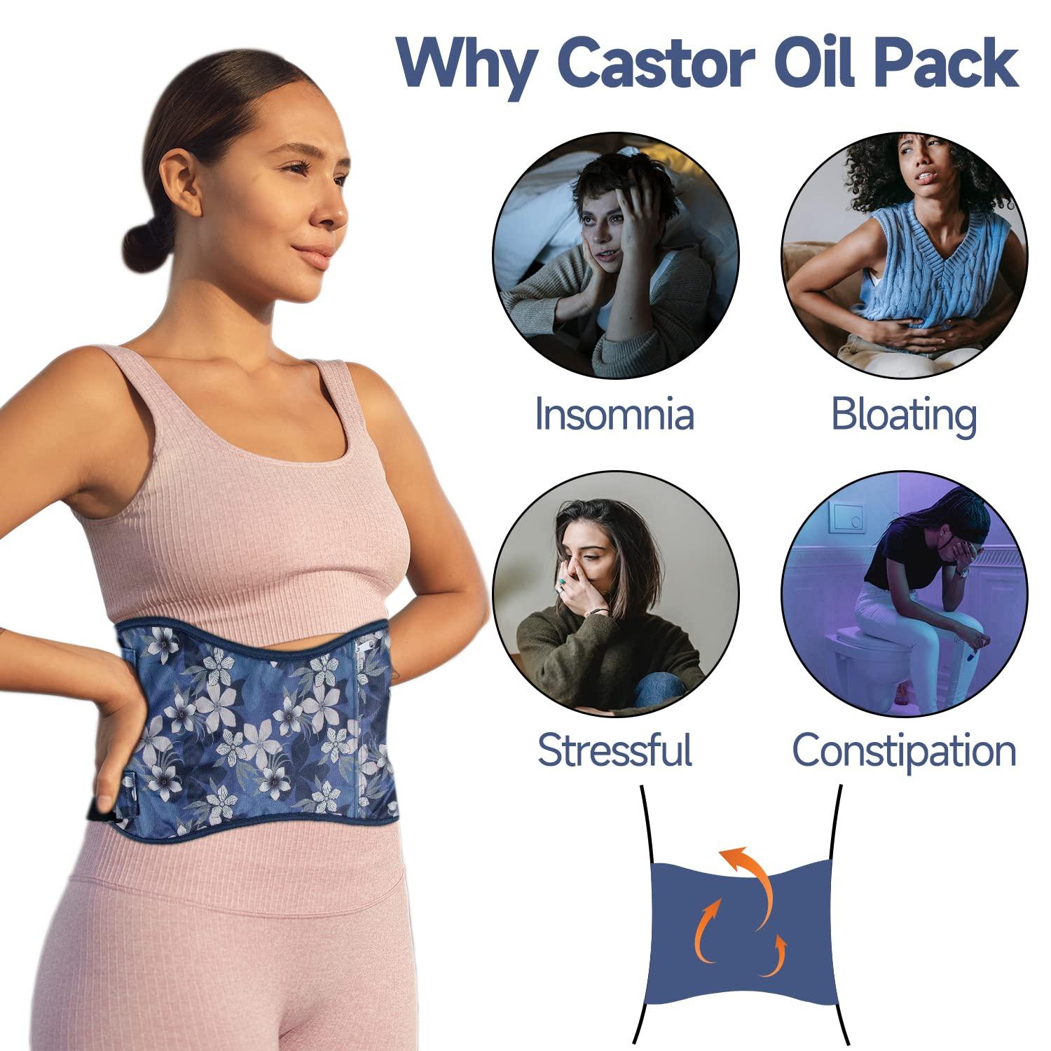 Langsprit Langsprit Castor Oil Pack Wrap,Organic Cotton Castor Oil Packs for Liver Detox,Reusable Castor Oil Pads Pack Compress for Stomach,Castor Oil Packs Body kit L