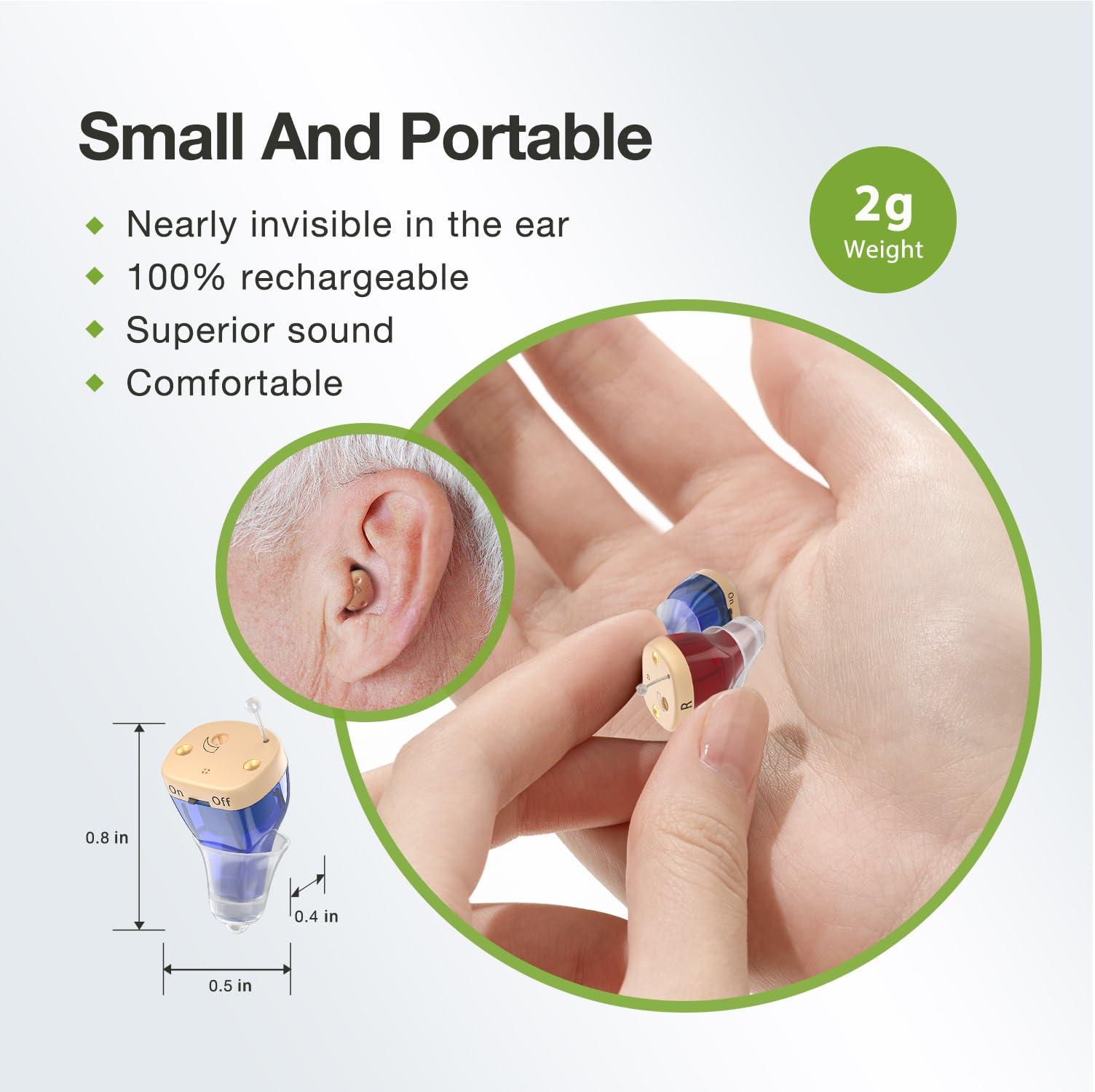 BEVI BEVI Rechargeable Hearing Aids for Adults Seniors, OTC Hearing Aids for Adults Seniors Rechargeable with Noise Cancelling, Invisible Hearing Aid Red Blue