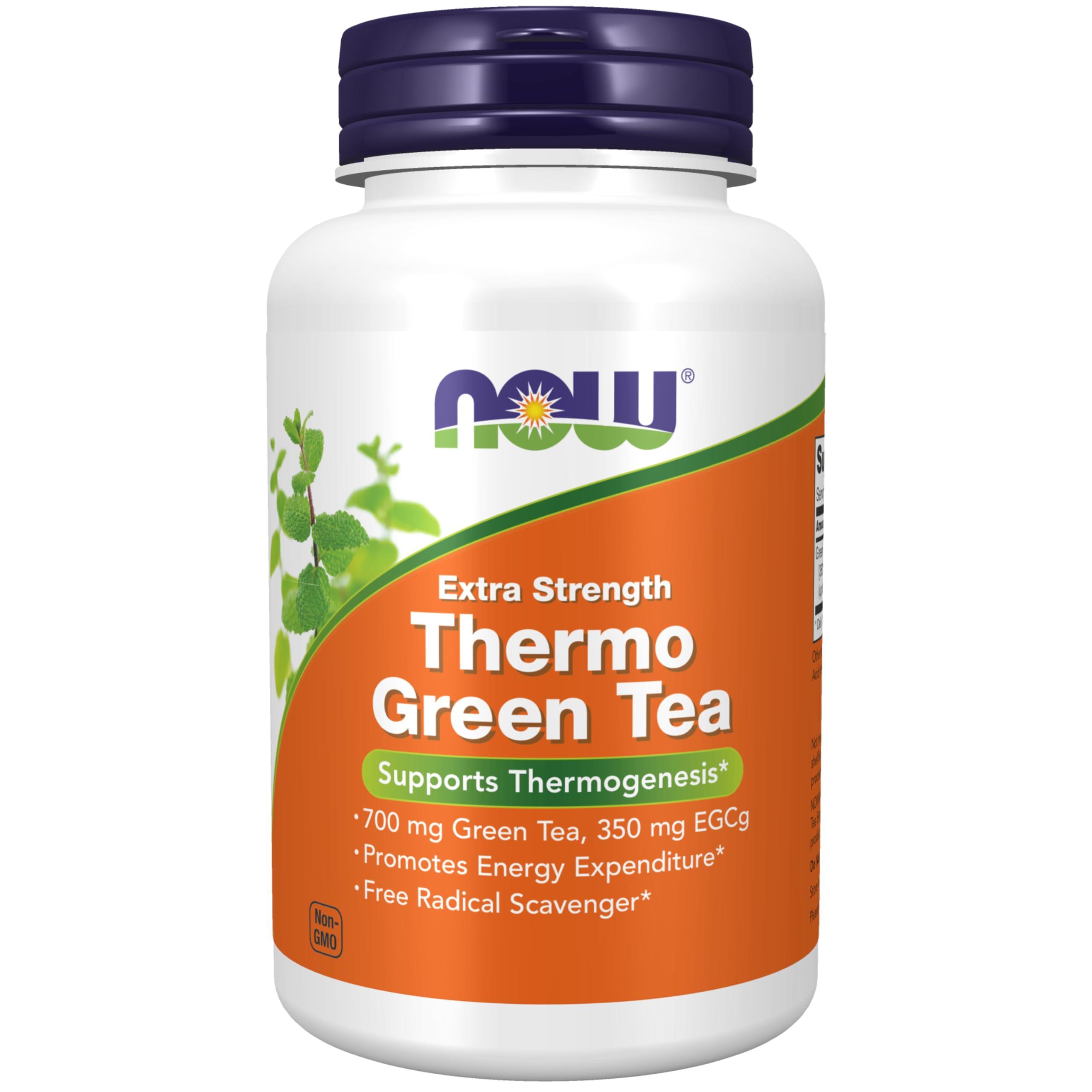 NOW NOW Supplements, Thermo Green Tea™, Extra Strength, with 700 mg Green Tea and 350 mg EGCg, 90 Veg Capsules