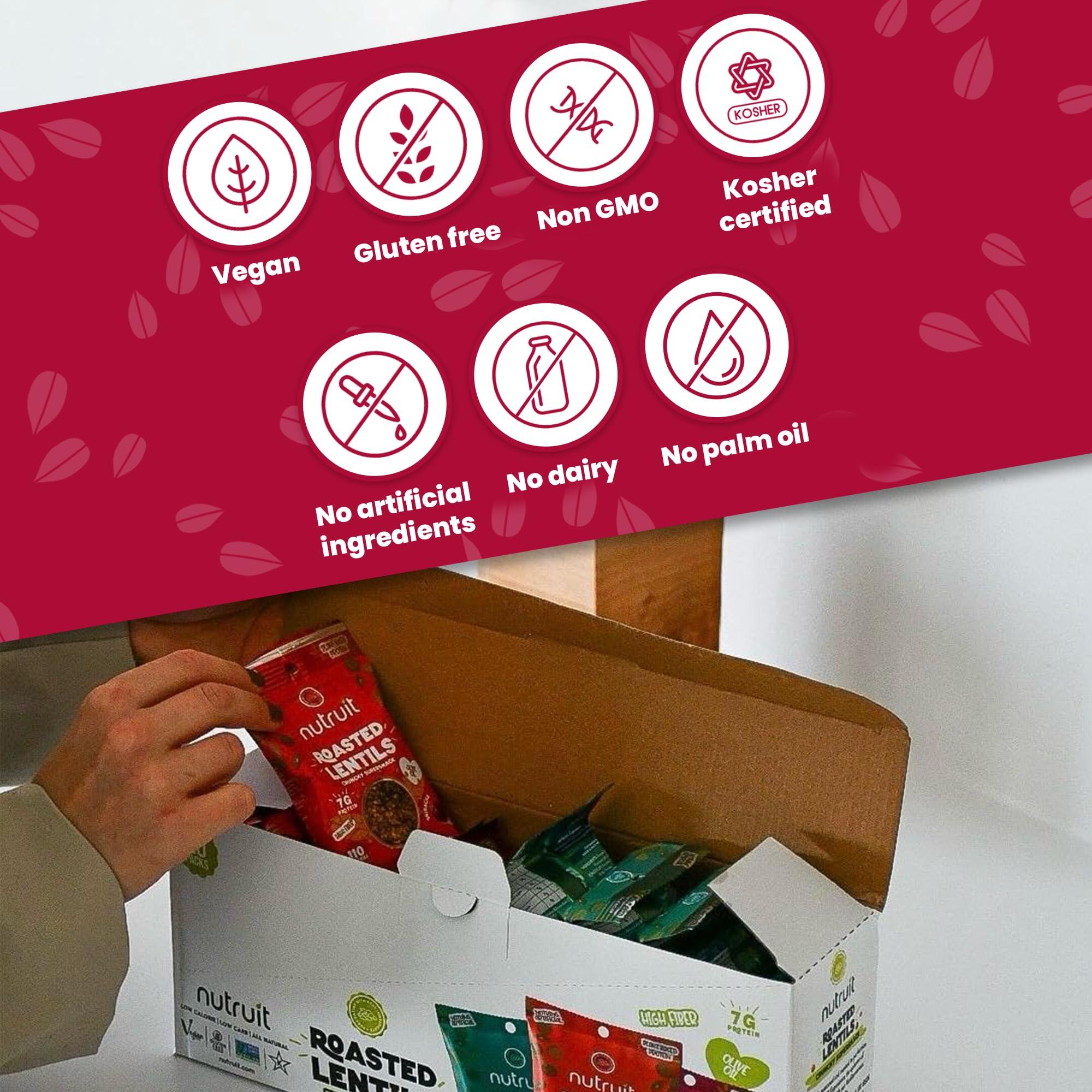 nutruit Nutruit Roasted Lentil Snacks - Tasty Smoked Barbecue Healthy Snacks - Vegan, Gluten Free, Non-GMO, High Protein, Healthy On-The-Go, Low Calorie Lentils Snacks - 1.2oz Packs (20-Pack)