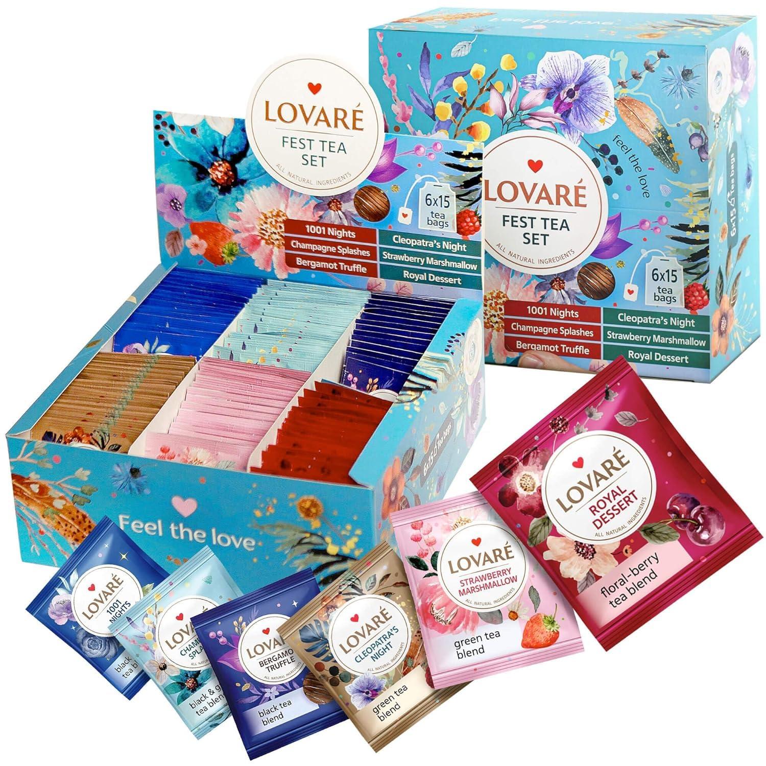LOVARE LOVARE Assorted Tea Bags Variety Bundle - 60 Bags with 12 Tastes + 90 Bags with 6 Tastes Tea Collection in Gift Boxes - Mother\'s Day Gifts
