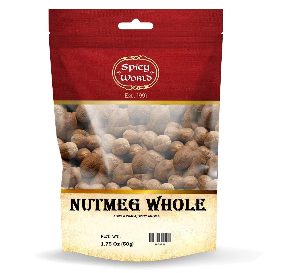 Spicy World Spicy World Whole Nutmeg 1.75 Ounce (50g) - Pure, Non-GMO, All Natural, Vegan