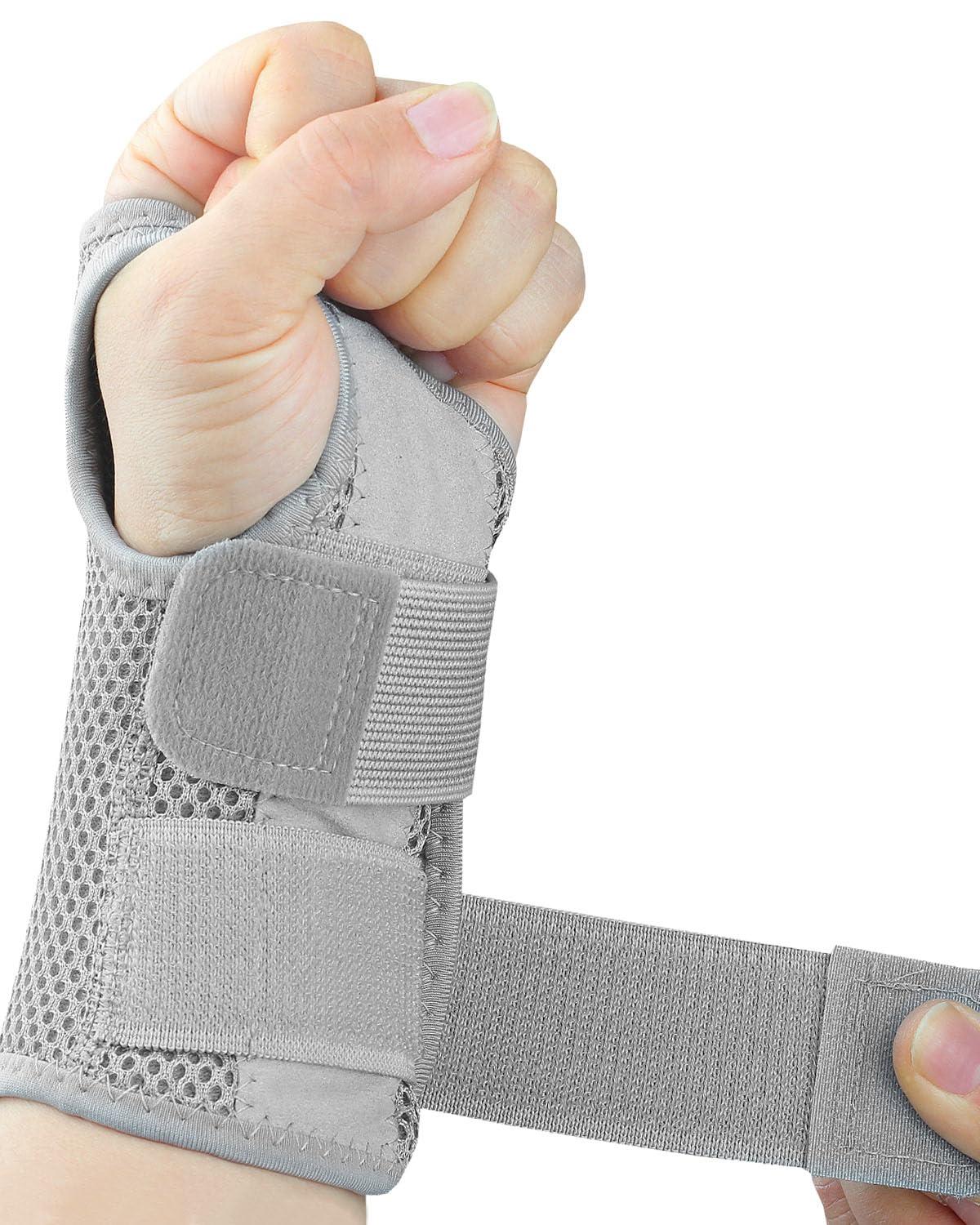 Kecartu Wrist Brace for Carpal Tunnel Pain Relief, Wrist Support Splint for Women Men,Sprain, Repetitive Strain, Adjustable Hand Brace for Sleeping Fits Right Left Hand for Arthritis (Grey, Left Hand, S/M)