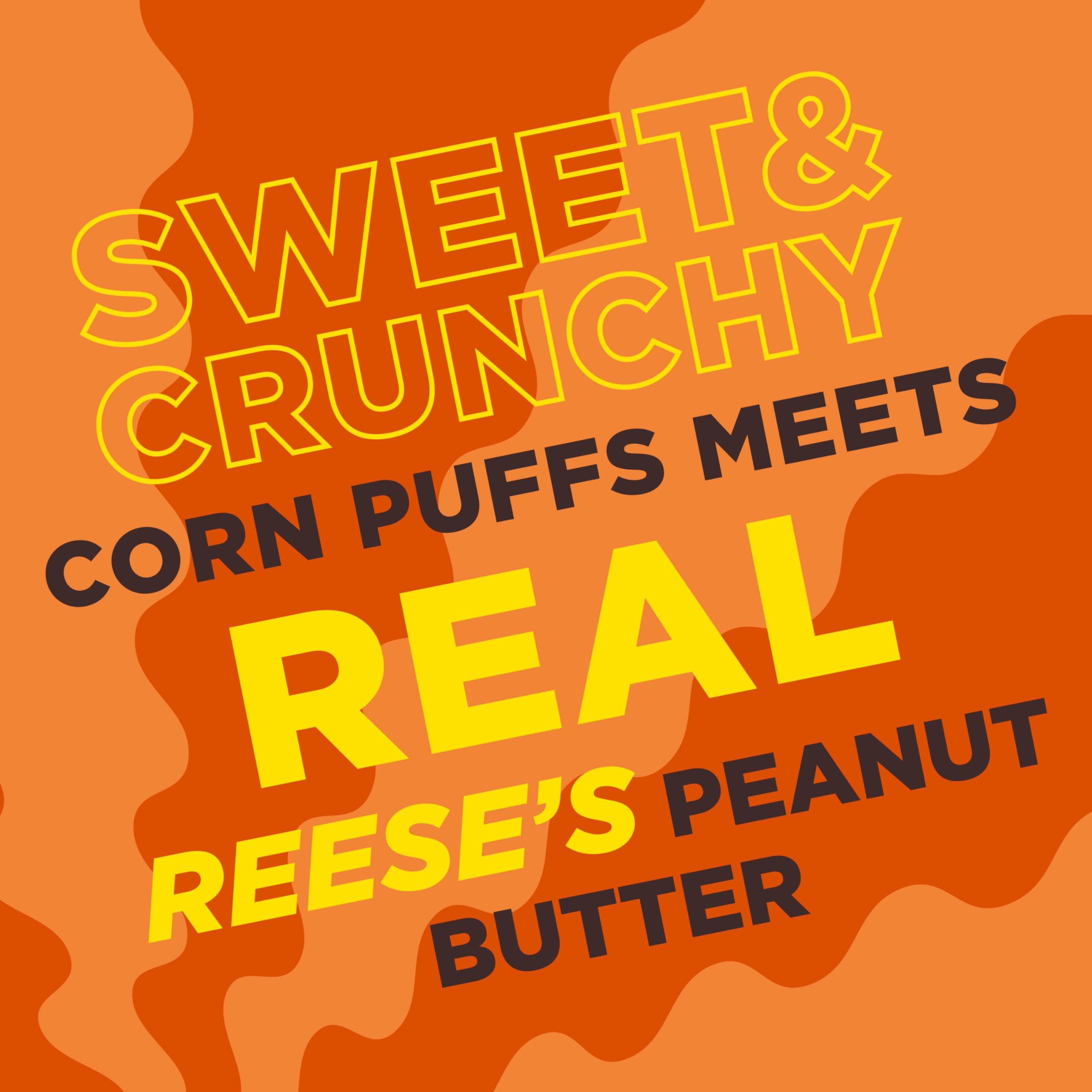 Reese\'s REESES PUFFS Peanut Butter Lovers Breakfast Cereal, Made with Whole Grain and Real REESES Peanut Butter, Family Size, 19.7 oz