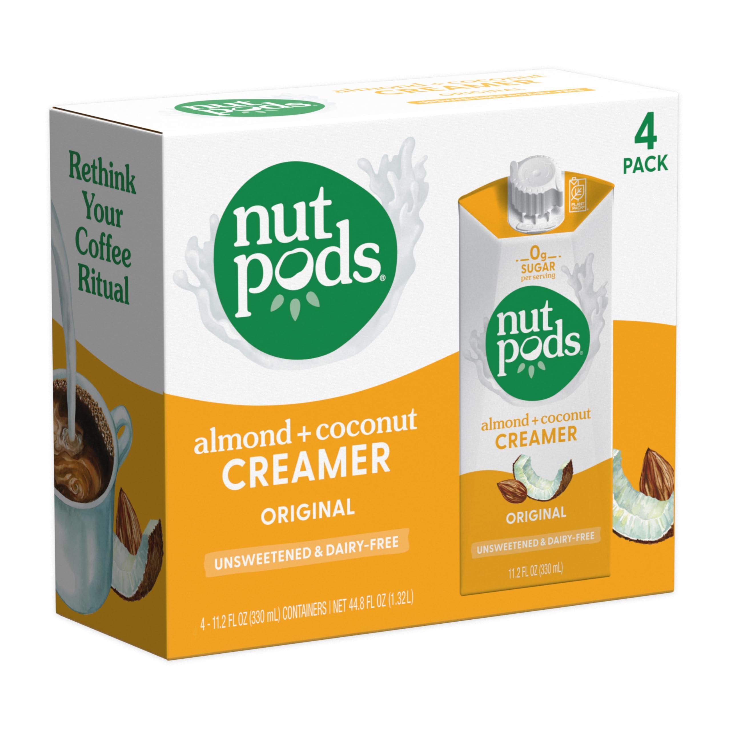 nutpods nutpods Original Coffee Creamer - Unsweetened Non Dairy Creamer Made from Almonds and Coconuts - Keto Creamer, Whole30, Gluten Free, Non-GMO, Vegan, Sugar Free, Kosher (4-Pack)
