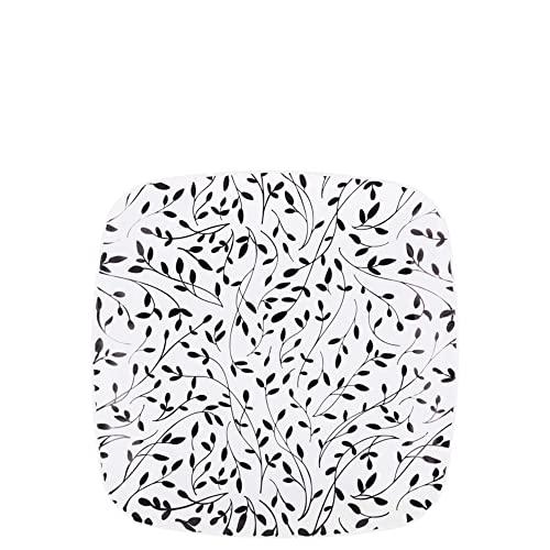 EcoQuality EcoQuality 7.25\" inch Disposable Square White Plastic Plates with Black Leaf Design, China Like Party Plates, Heavy Duty Dessert Plate, Salads, Weddings, Baby Showers, Catering, Non Toxic (240 PACK)