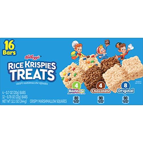 RICE KRISPIES TREATS Rice Krispies Treats Crispy Marshmallow Squares, Kids Snacks, Cereal Bars, Variety Pack, 12.1oz Box (16 Bars)