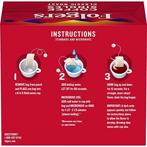 Folgers Folgers Coffee Singles Classic Roast Medium Roast Coffee, 19 Count (Pack of 12)