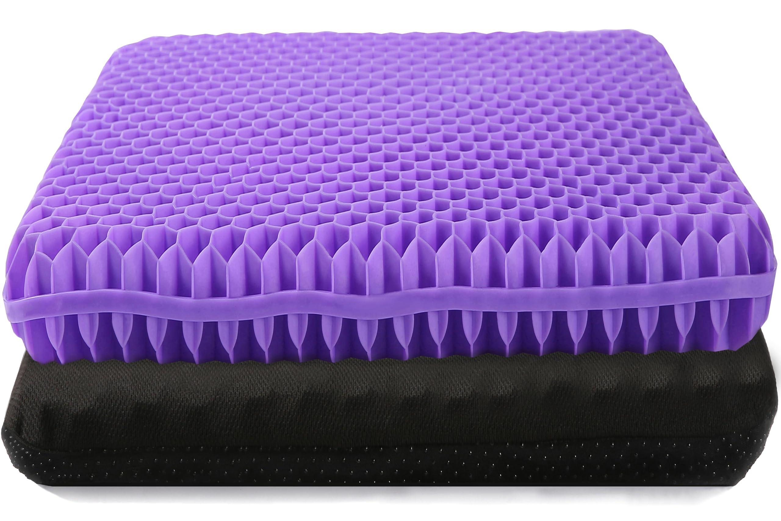 N\C NC Gel Seat Cushion for Long Sitting, Pressure Relief pad, Back, Hip, Sciatica, Tailbone Pain Relief Cushion, Use for The Car, Office, Wheelchair, Stadium Bleachers, Outdoor Travel .(Purple)