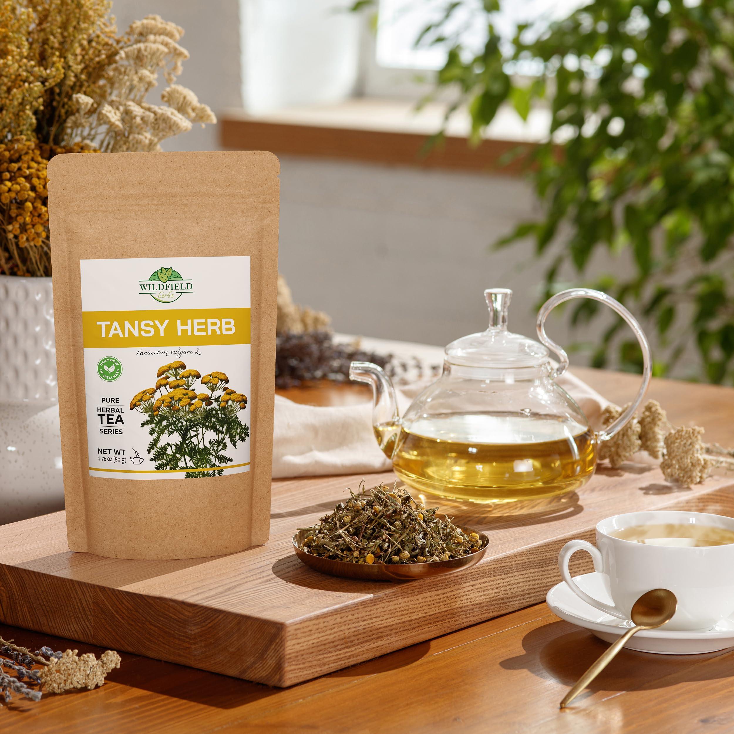 WILDFIELD HERBS 1.8 oz. Pishma Tea Tansy Flowers Herbal Tea (Tanacetum Vulgare L.) - 50g Dried Cut Tansy Flowers Herb Tea