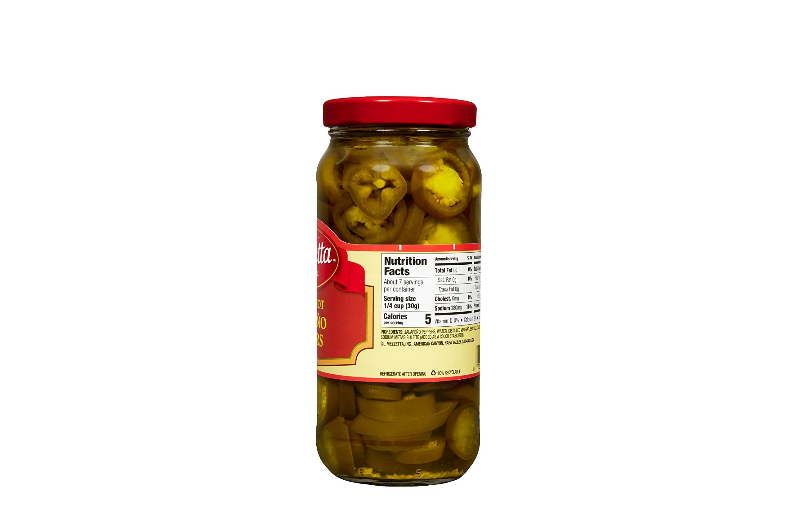 Mezzetta Mezzetta Sliced Hot Jalapeno Peppers| Gluten Free, Kosher, Keto | 16 Fluid Ounce Jar (Pack of 6)
