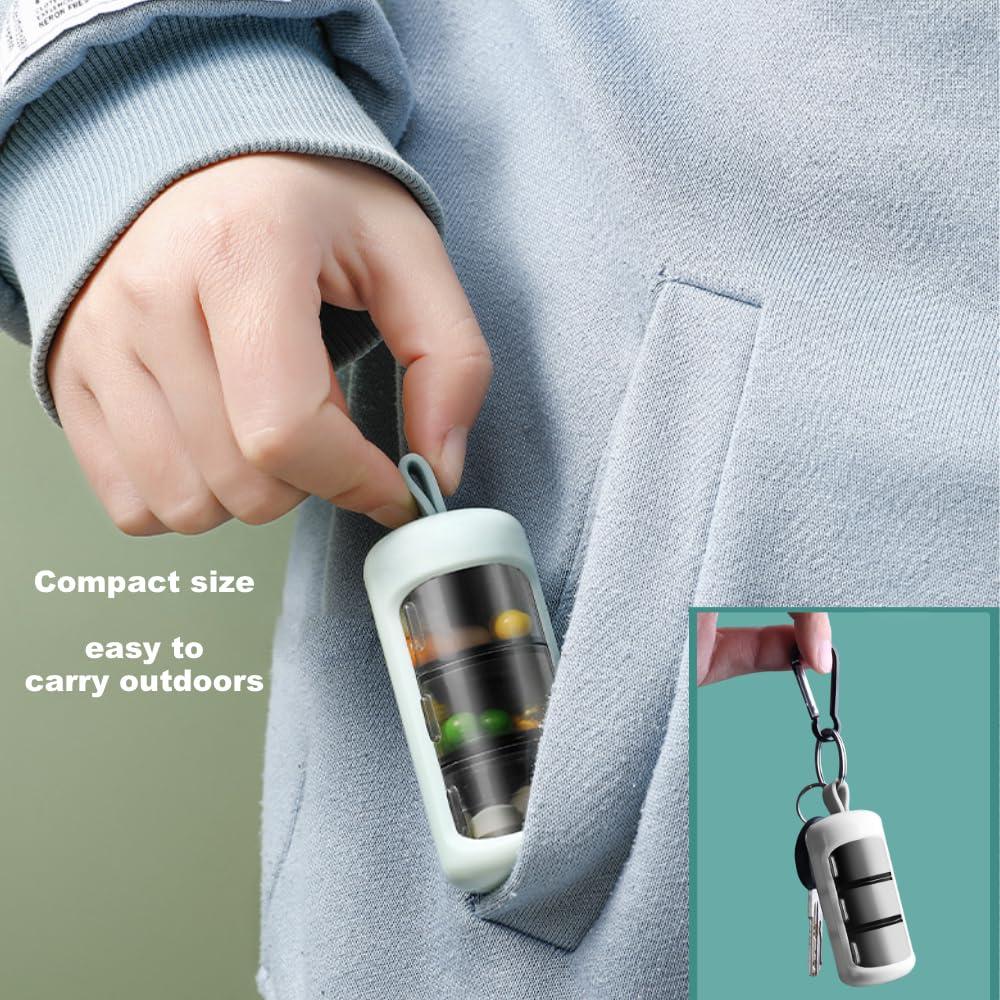 PoChy Daily Pill and Vitamin Container, Portable Pill Box,Travel Pill Organizer, Daily Pill Case Holder to Medication, Supplements, Small Medicine Box Prefect as a Gift, for Office, Trip, Gym