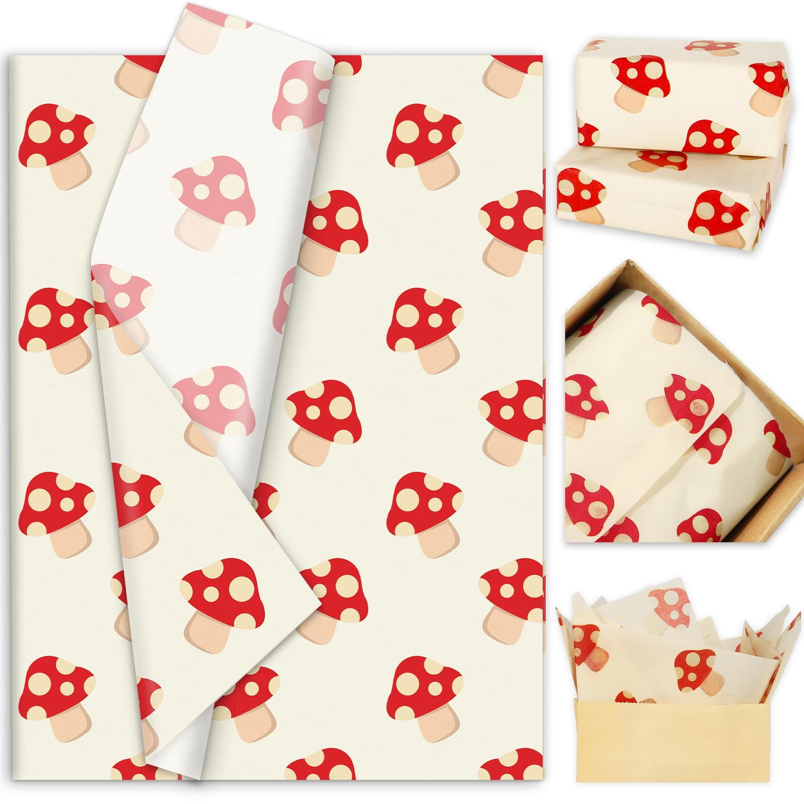 JarThenaAMCS JarThenaAMCS 100 Sheets Mushroom Tissue Paper Red Mushroom Gift Wrapping Paper Vintage Decorative Art Craft Paper for DIY Crafts Birthday Party Home Decor, 14 x 20 Inch