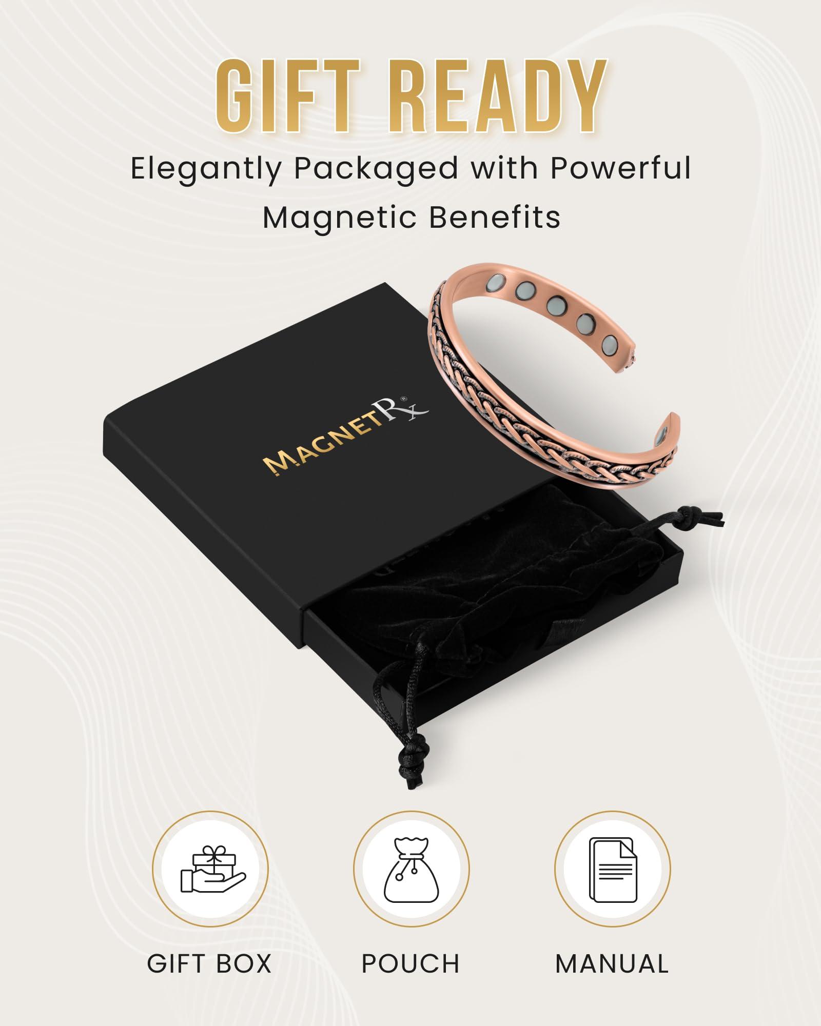 MagnetRX MagnetRX Copper Magnetic Bracelets Effective Pure Copper Bracelet for Men and Women Copper Cuff Adjustable Magnetic Bracelet Bangles (Woven Inlay)