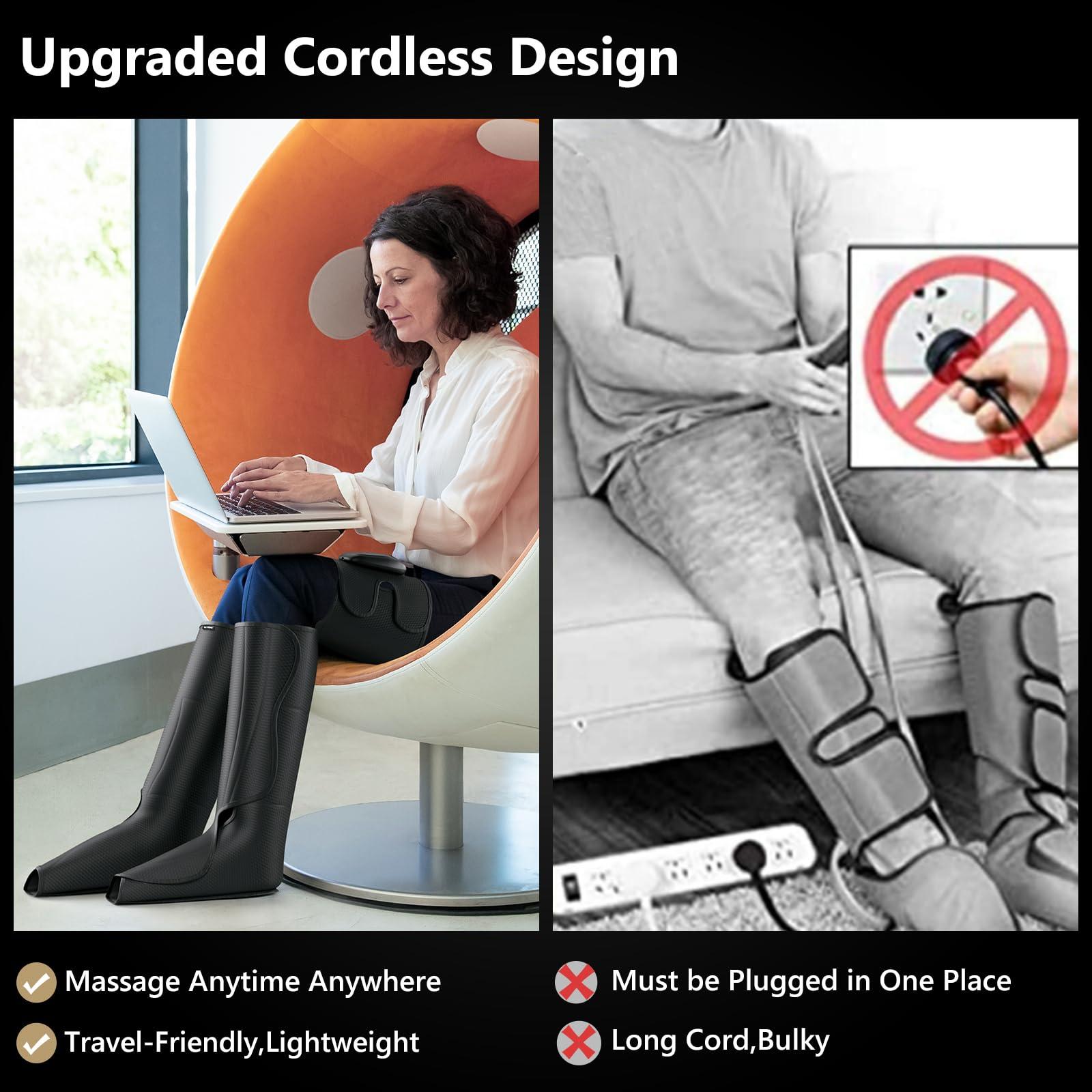 FIT KING FIT KING Cordless Full Leg Massager Compression Boots, Rechargeable Foot and Calf Massager for Travel, Blood Circulation & Fast Recovery, Pain Relief | No External Long Air Hoses,Gift Idea