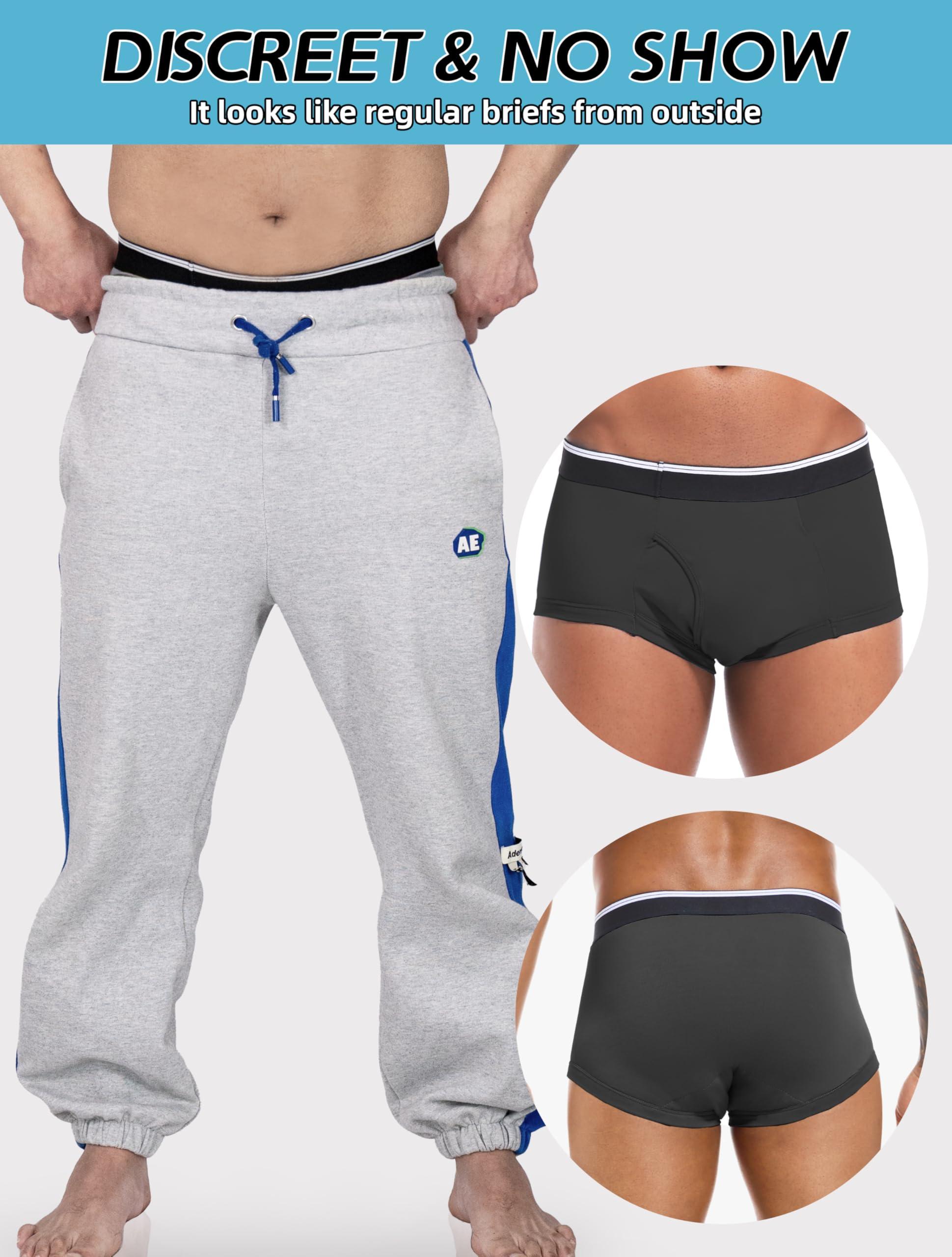 TIICHOO TIICHOO Washable Incontinence Underwear for Men Soft Male Protective Leak Proof Briefs with 50 ml Absorbency 5 Pack(XX-Large, 5 Black)