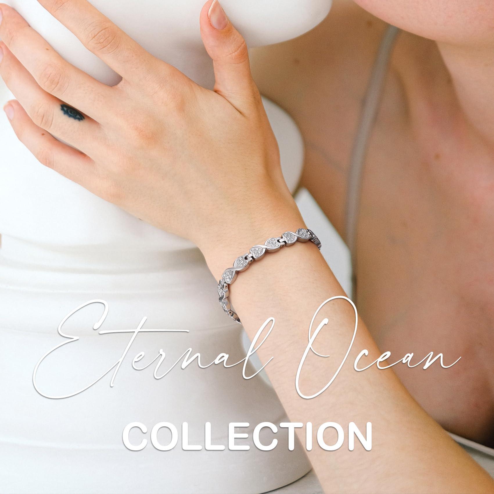 Feraco Feraco Ultra Strength Magnetic Bracelets for Women with 3800 Gauss Magnets, Stainless Steel Magnet Bracelet, Adjustable with Sizing Tool