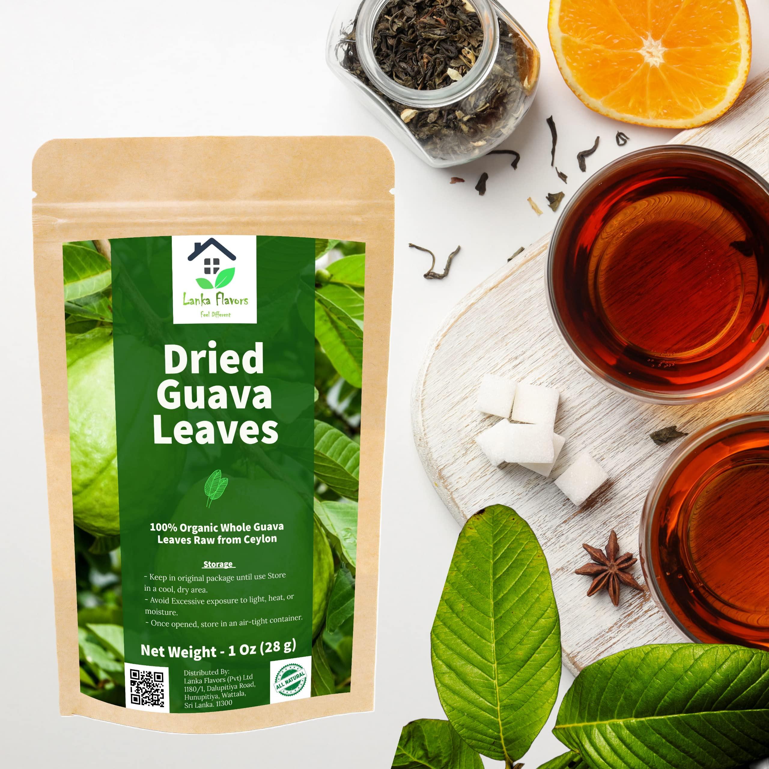 Lanka Flavors Feel Different Dried Guava Leaves 1 Oz (28g) Hojas De Guayaba Herbal Tea Natural Organic Air Dried Whole Leaf Harvested from Ceylon - Lanka Flavors Feel Different