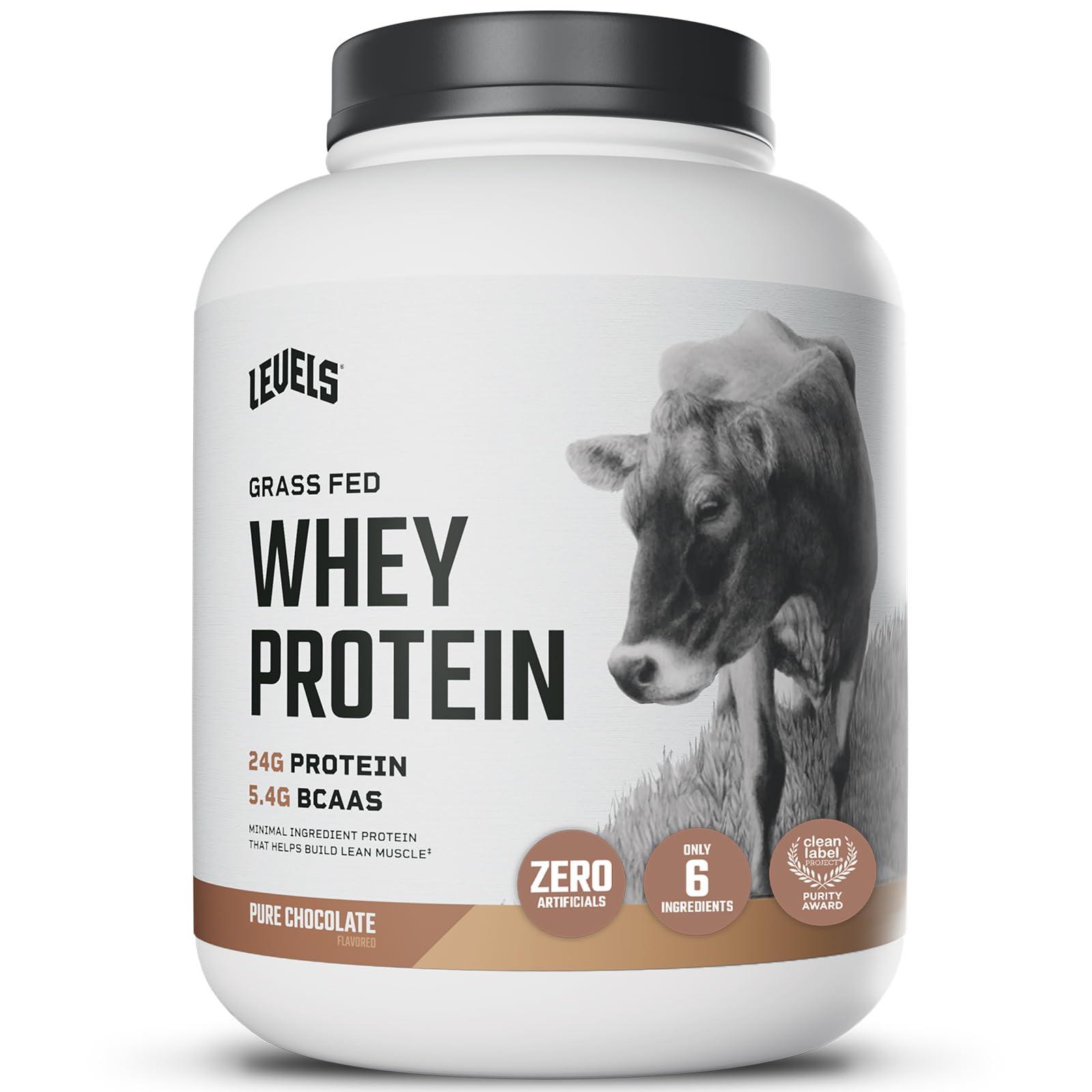 Levels Nutrition Levels Grass Fed Whey Protein, No Artificials, 24G of Protein, Pure Chocolate, 5LB
