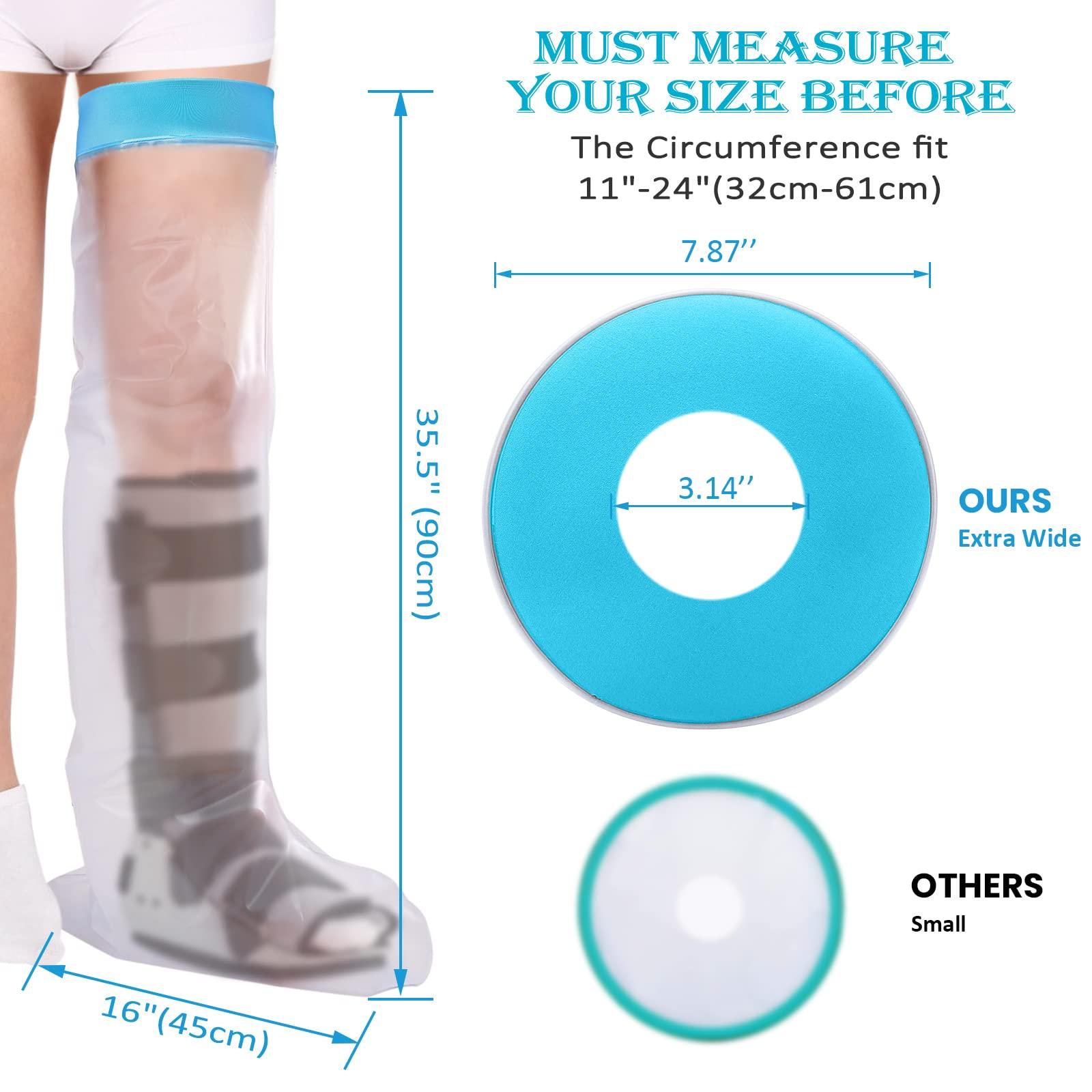 Asunby Waterproof Cast Covers for Shower Leg Adult Full long leg Protection to Wounds, Keeps Cast and Bandage Dry Bath,Watertight Cast Bag Showering for Surgery Foot, Ankle, Knee Burns Reusable
