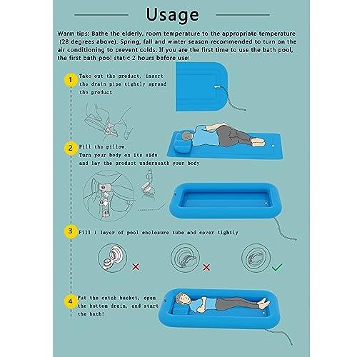 CEEBUS Inflatable Bathtub Portable Adult Tub PVC Body Washing Basin System Inflatable Hair Wash Basin Disabled Bed Shower Inflatable Tub Home Care Bed Accessories