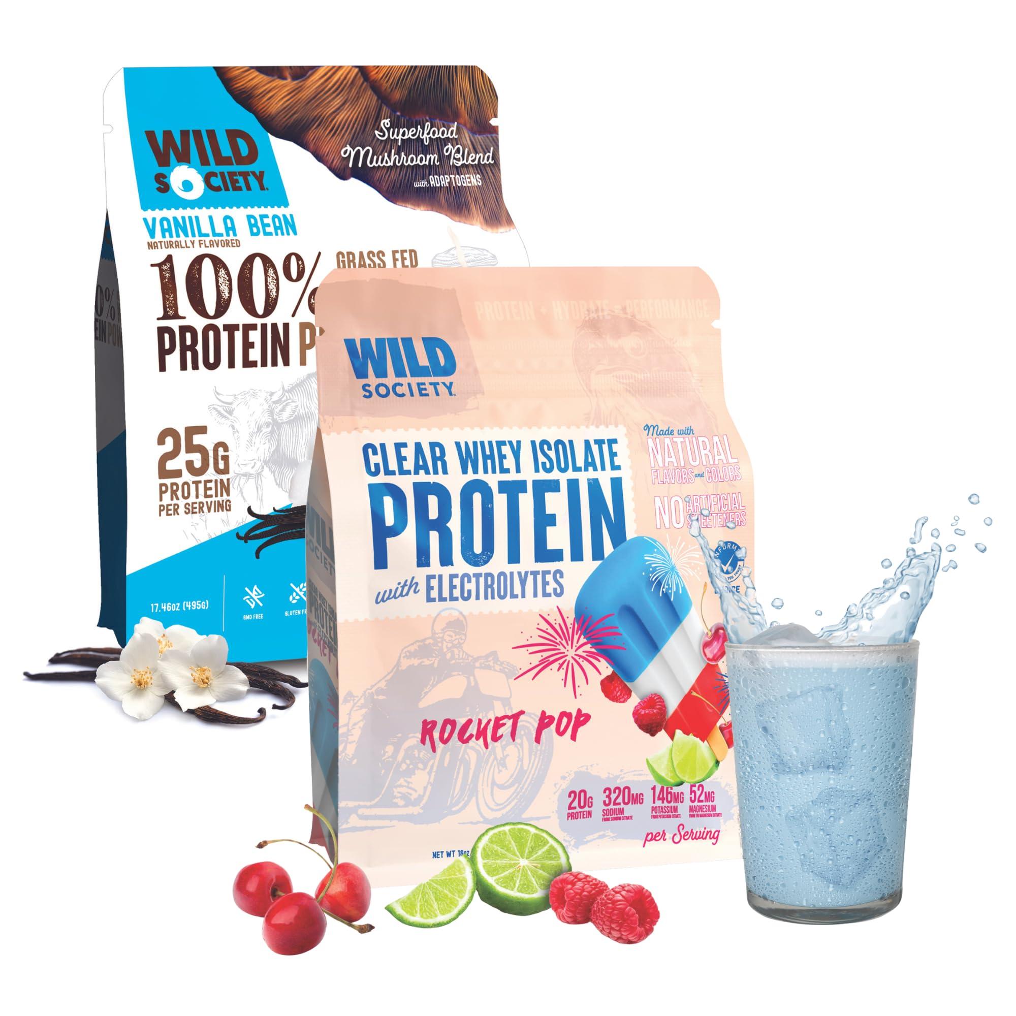 WILD SOCIETY WILD SOCIETY Clear Isolate + Whey Concentrate Super Combo - Rocket Pop Clear Whey + Vanilla Bean Whey Concentrate