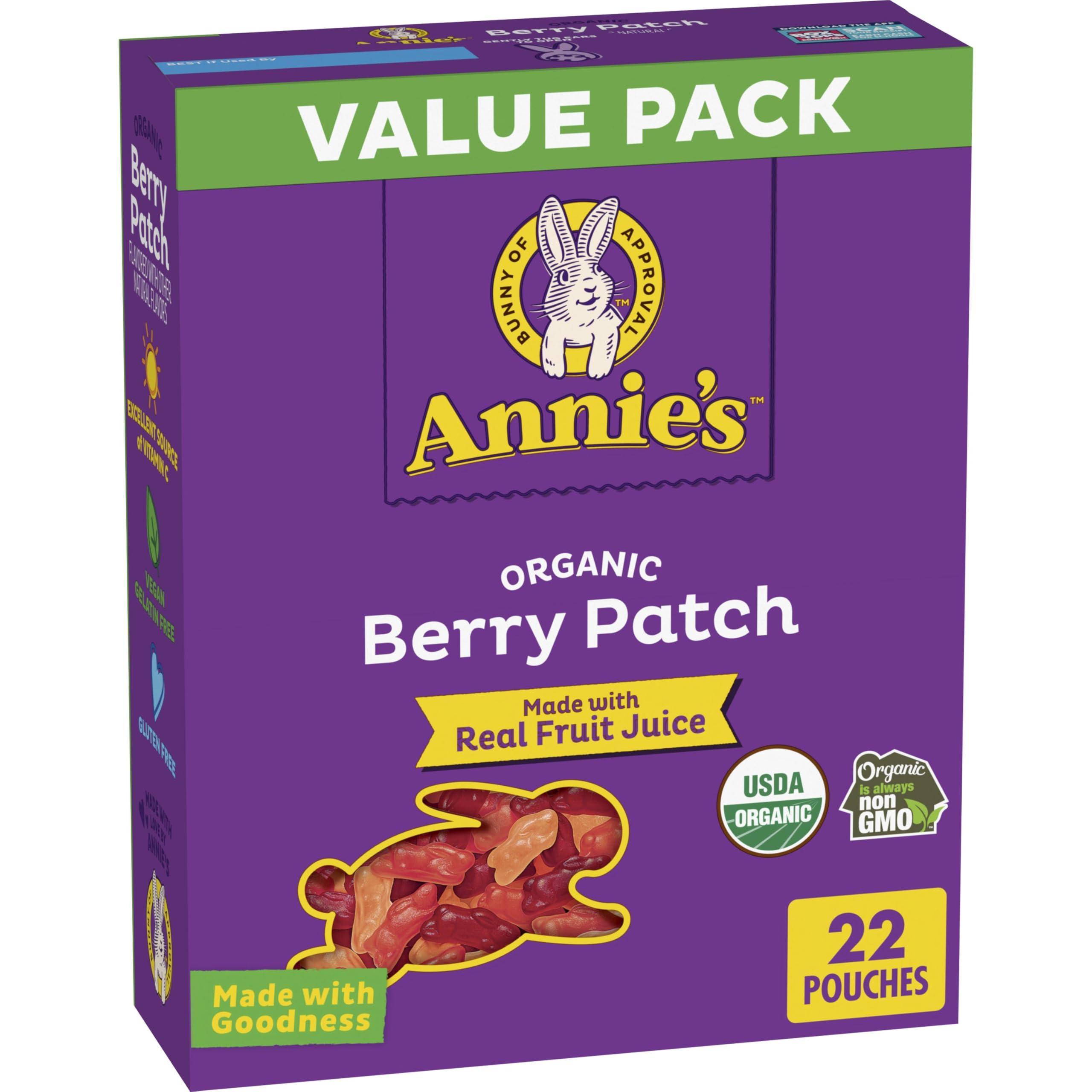 Annies Annie\'s Organic Berry Patch Bunny Fruit Flavored Snacks, Gluten Free, Value Pack, 22 Pouches, 15.4 oz.