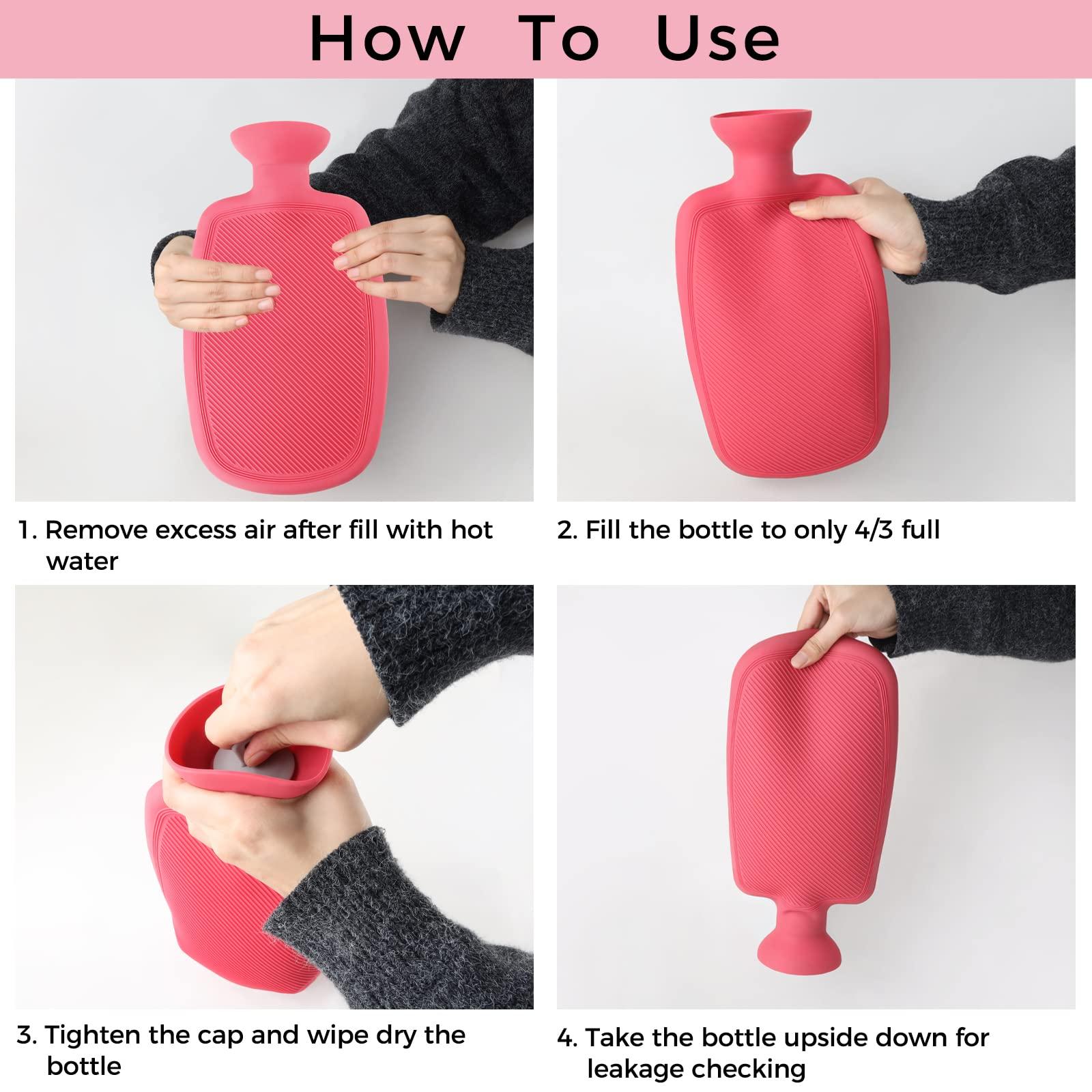 BYVOV BYVOV Silicone Hot Water Bottle,2L BPA Free,Durable Hot Water Bag for Pain Relief for Neck Shoulder,Hot Compress and Heat Therapy,Red